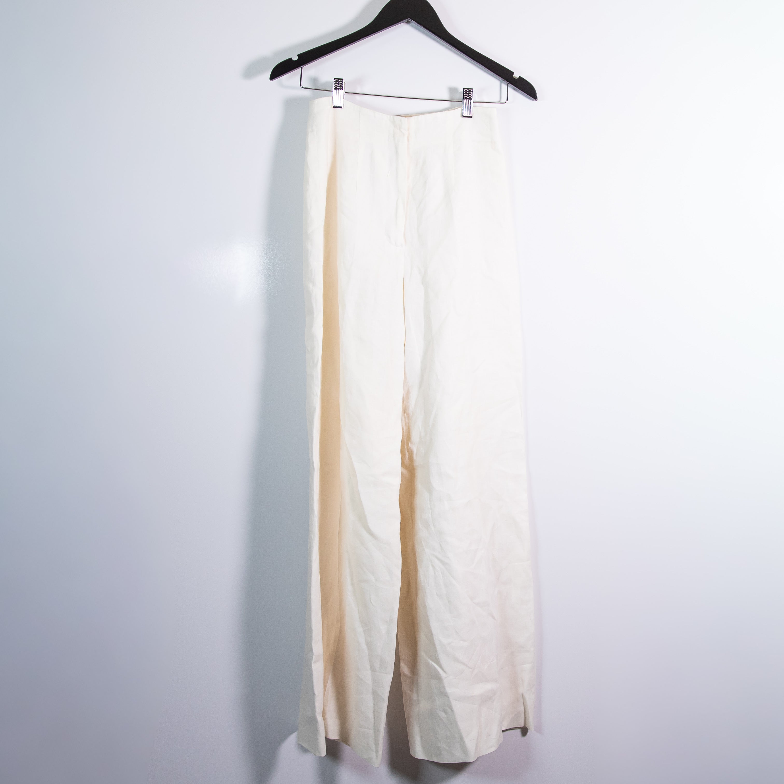 Organic John Patrick Linen Lightweight Mid Rise Straight Leg Trouser Pants Ivory