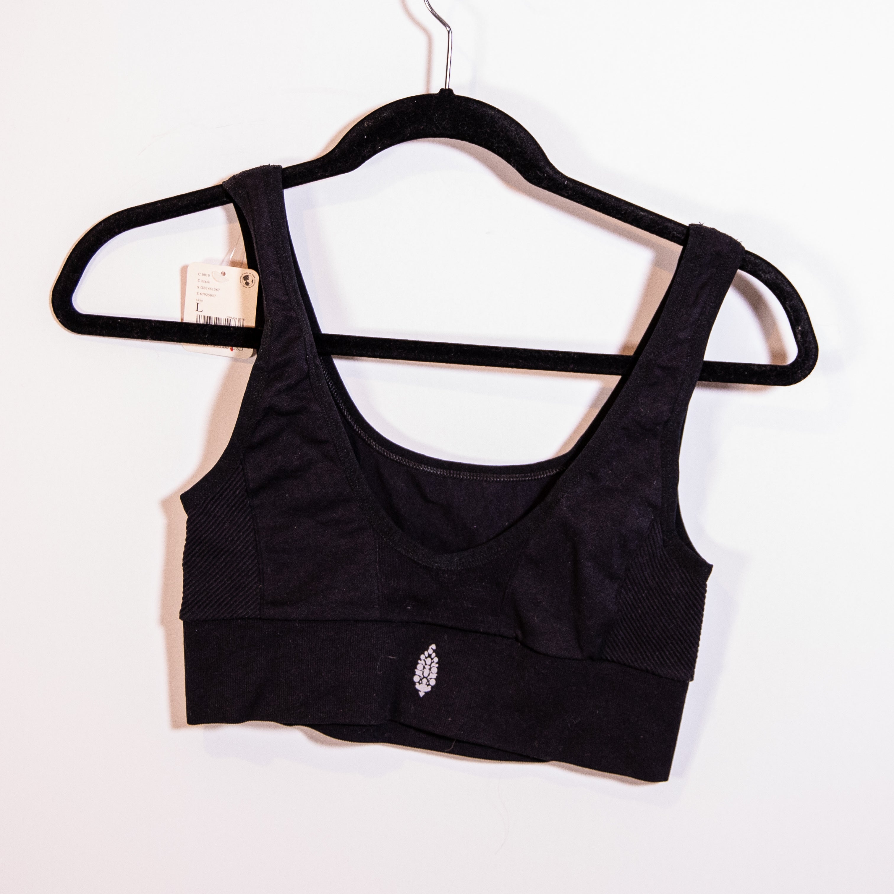 NEW Free People FP Movement Free Throw Square Neck Athletic Sports Bra Black L