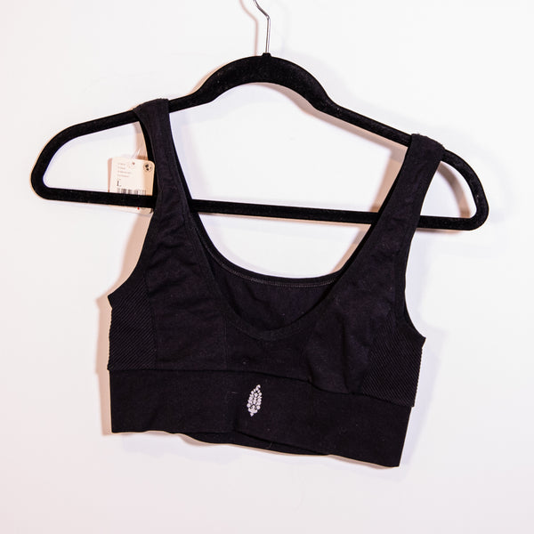 NEW Free People FP Movement Free Throw Square Neck Athletic Sports Bra Black L