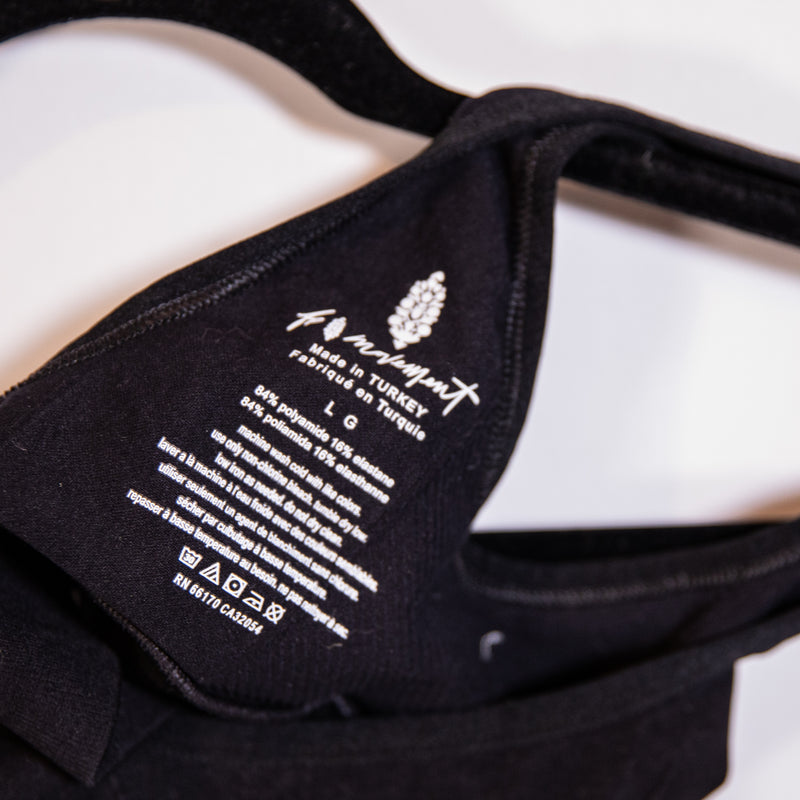 NEW Free People FP Movement Free Throw Square Neck Athletic Sports Bra Black L