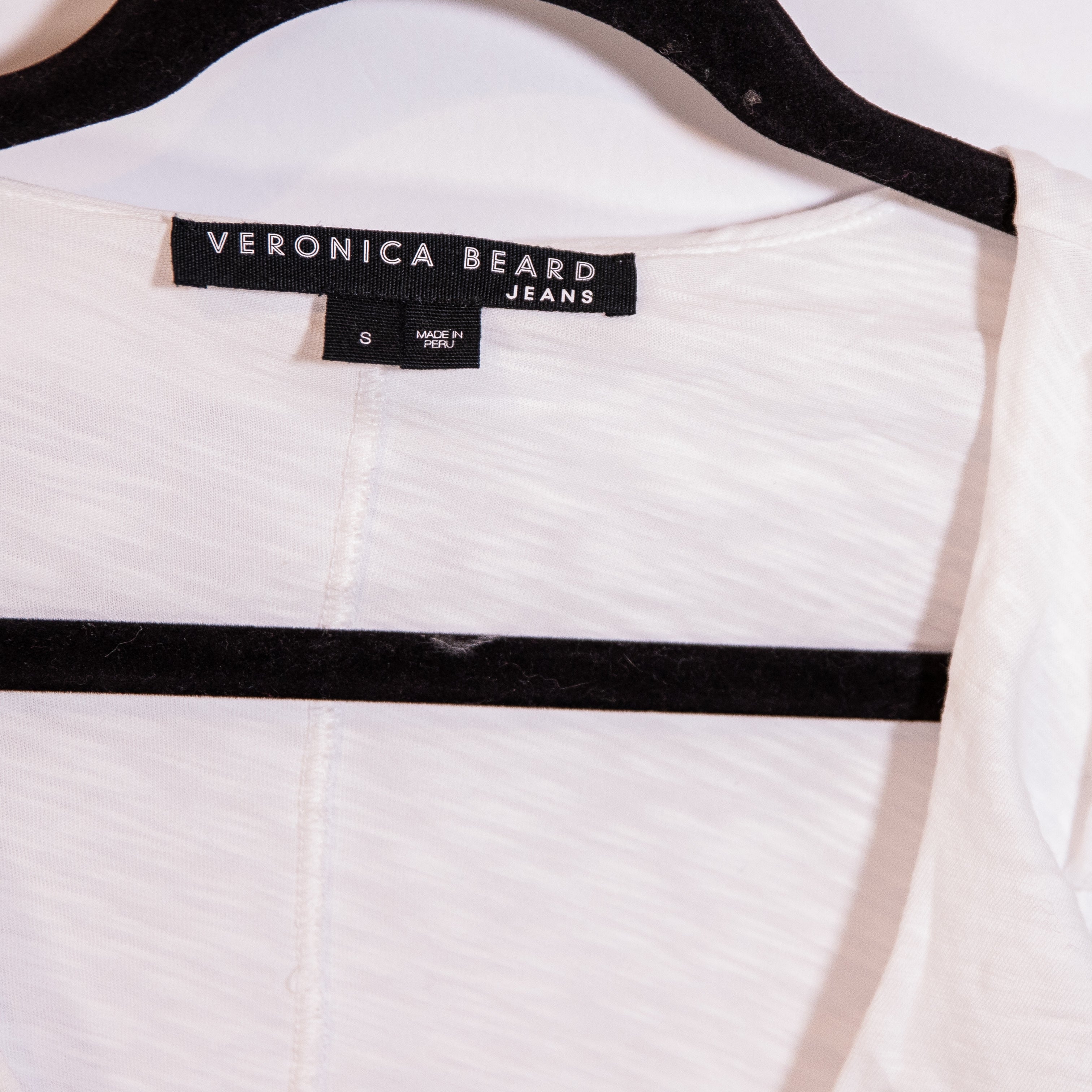 Veronica Beard Raleigh Pima Cotton Ruffle V Neck Long Sleeve Tee Shirt White S