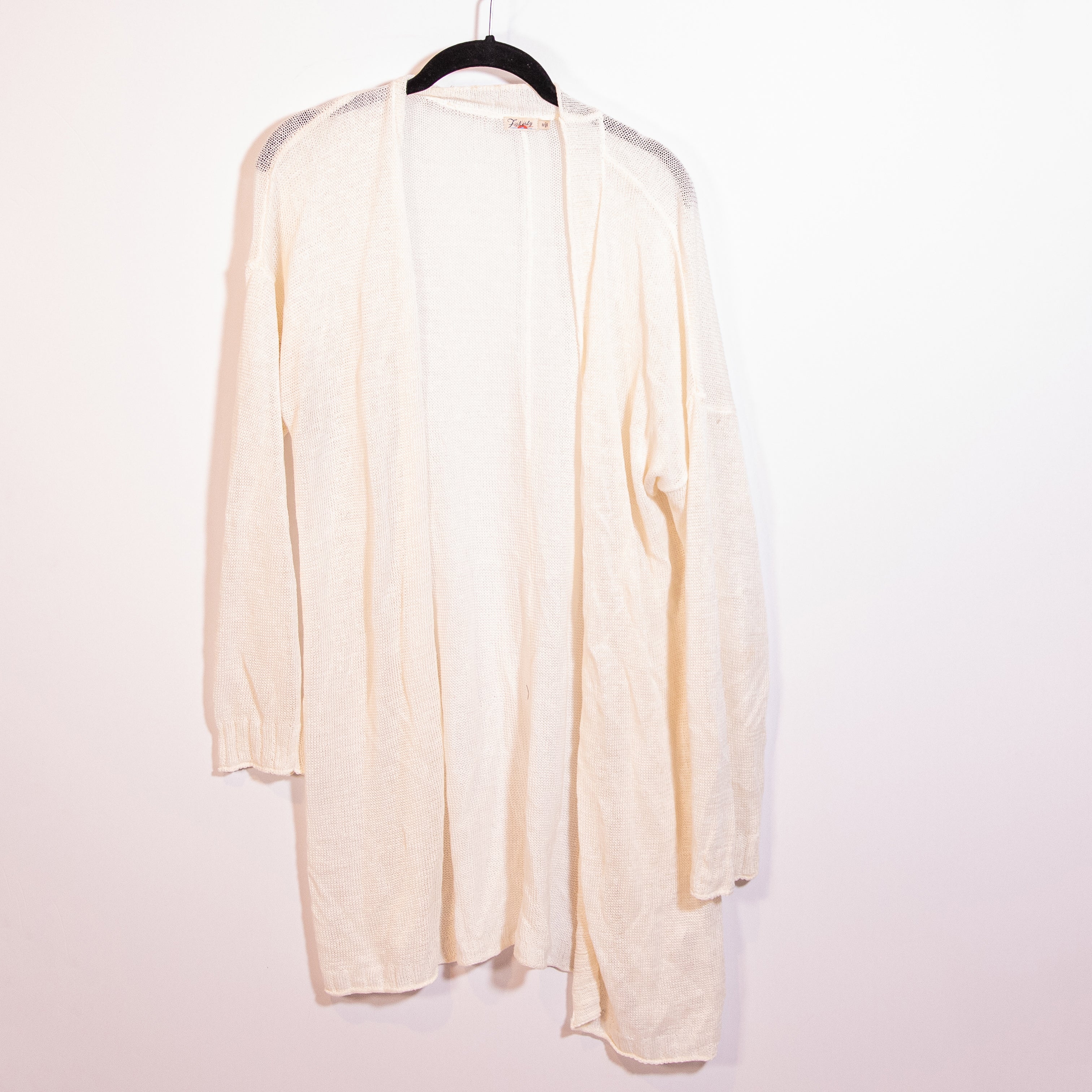 Faherty Women's Linen Lightweight Knit Open Front Cardigan Sweater White Medium