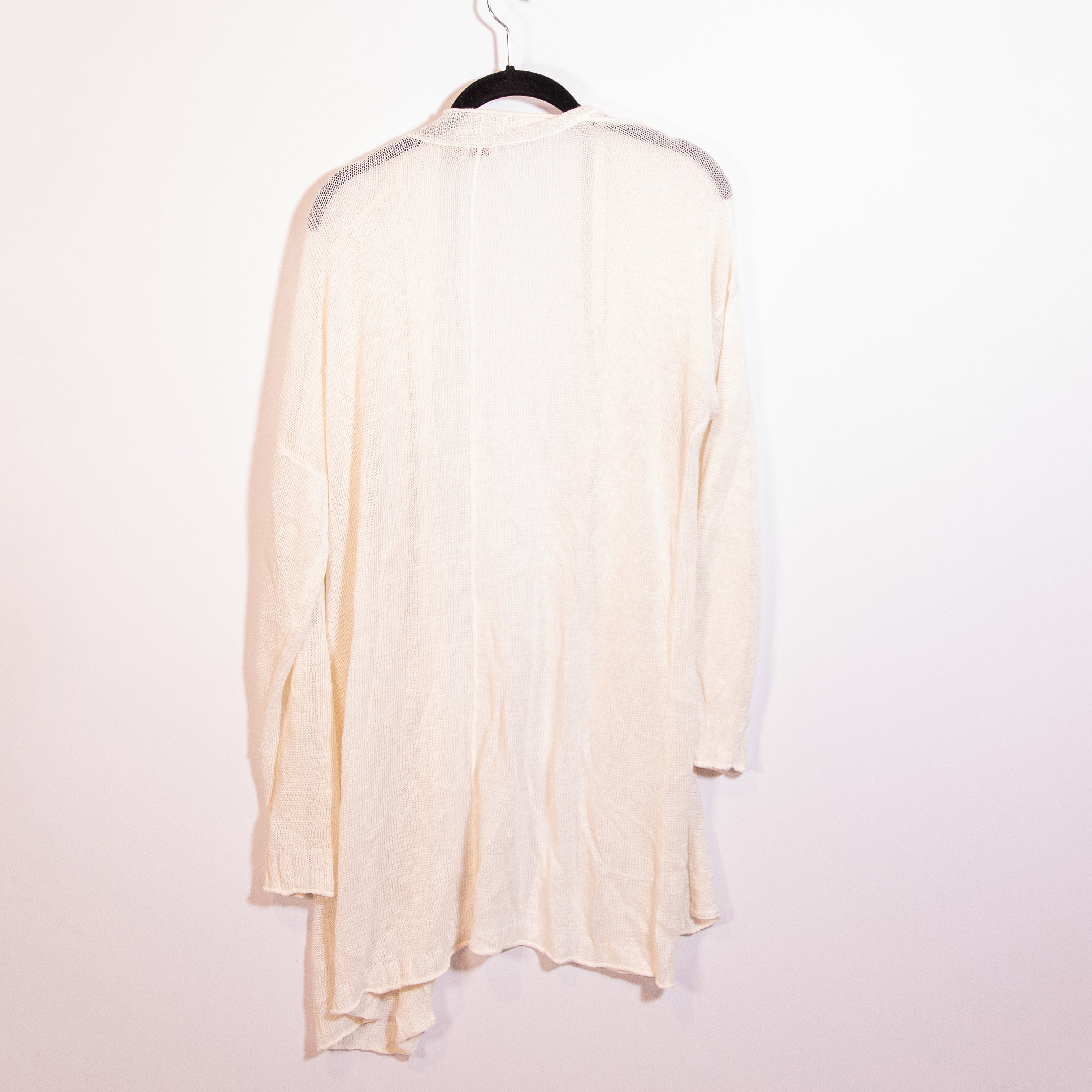 Faherty Women's Linen Lightweight Knit Open Front Cardigan Sweater White Medium