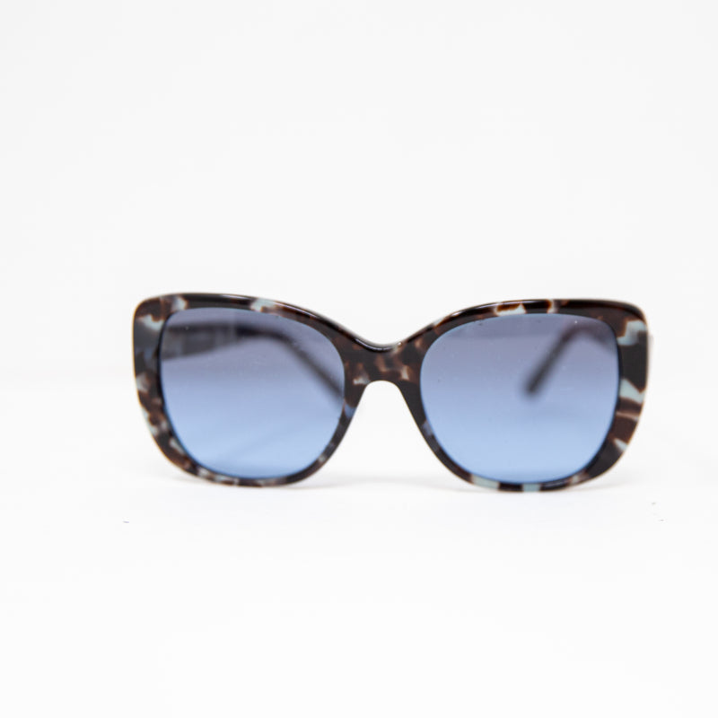 Tory Burch TY7114 Tortoise Shell Frame Exaggerated Cat Eye Blue Lens Sunglasses