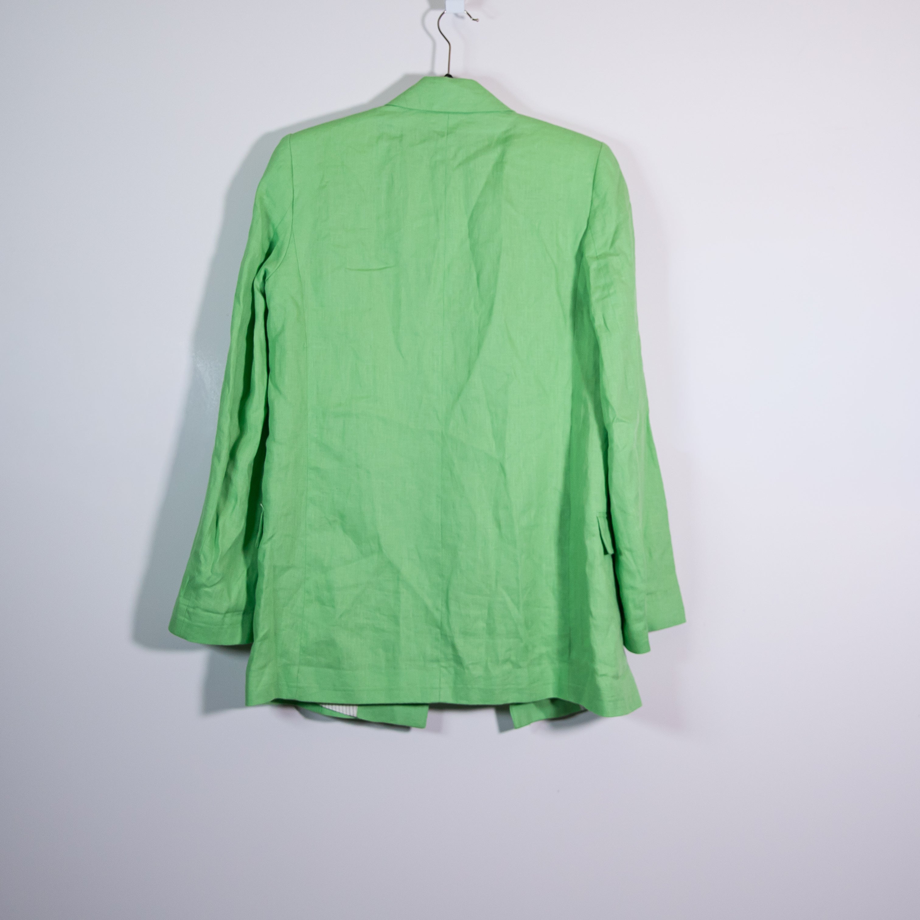 NEW Zara Women's Linen Woven Lightweight Open Front Structured Blazer Jacket S