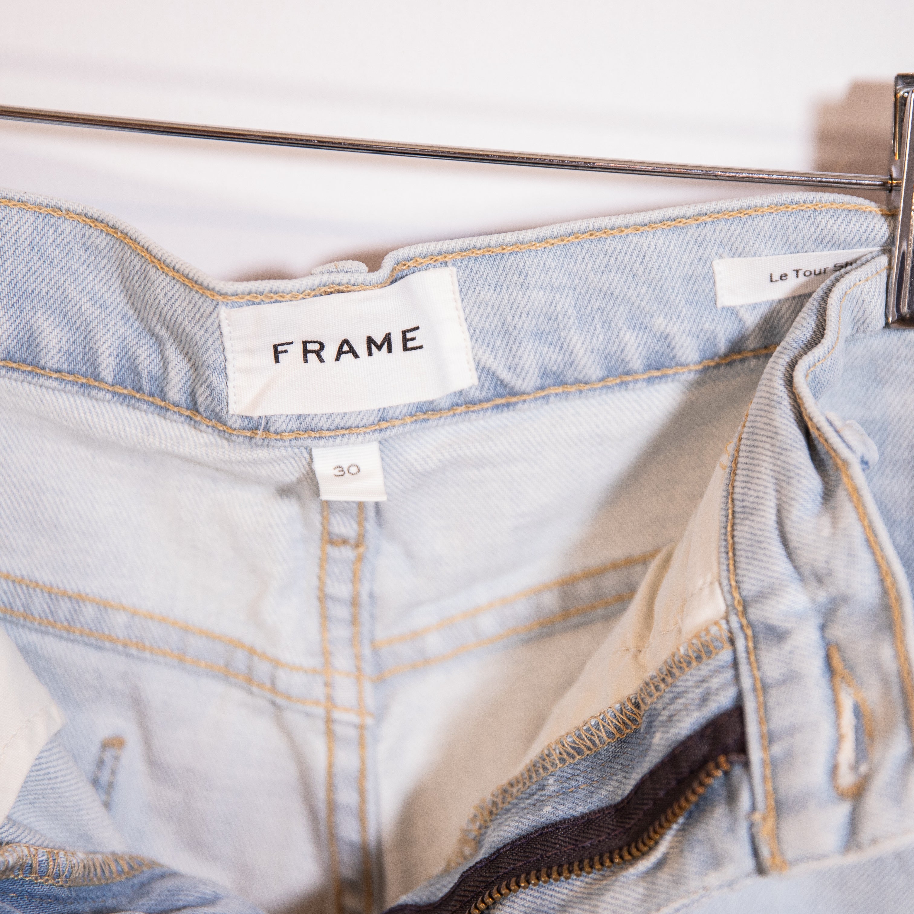 Frame Le Tour Frayed Hem Denim Organic Cotton High Waisted Jean Shorts Altadena