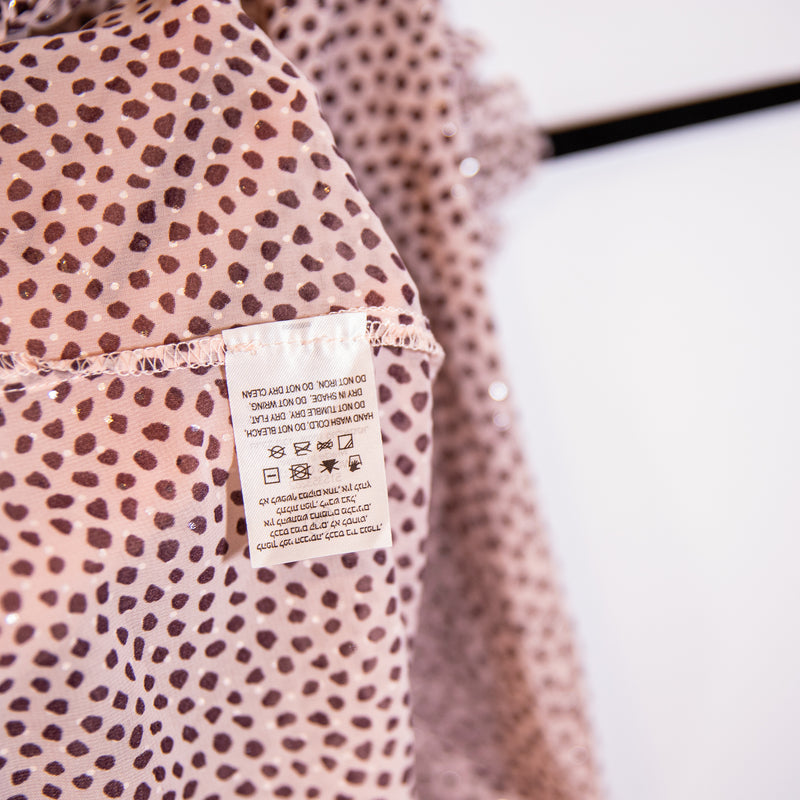 Sabina Musayev Chiffon Metallic Polka Dot Print Pattern High Neck Sleeveless Top