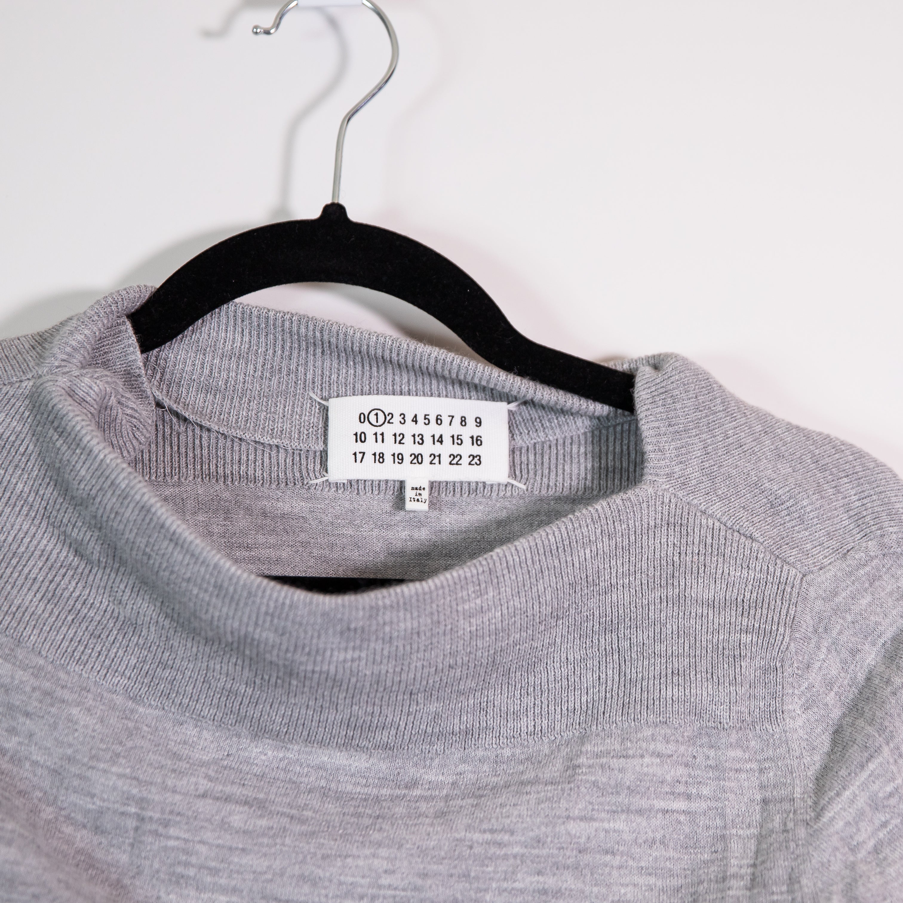 Maison Martin Margiela Wool Blend Knit Stretch Tulle Mesh Trim Sweater Dress S