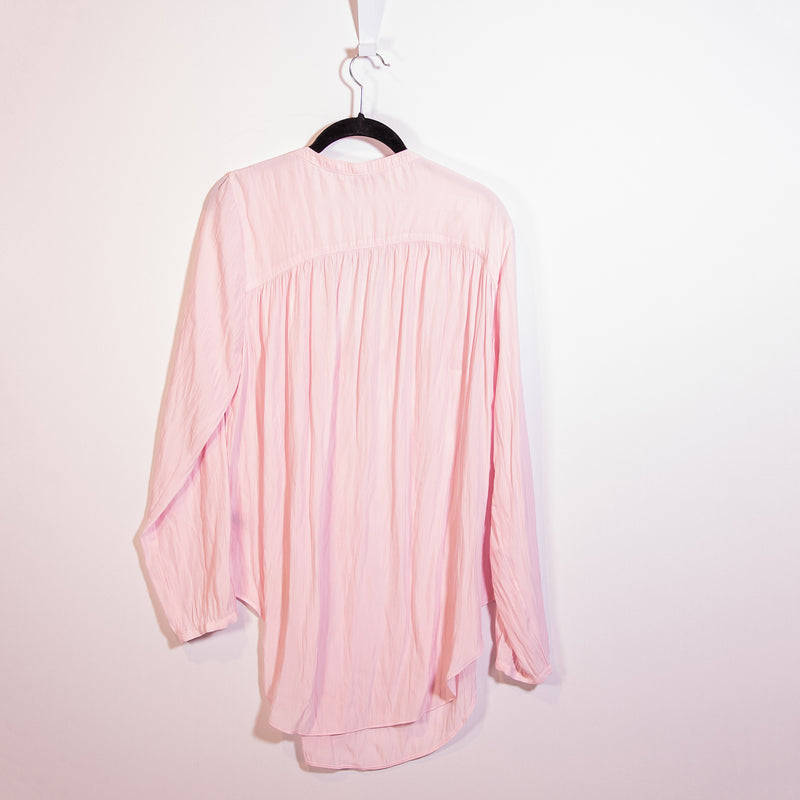 Calypso St. Barth Lightweight V Neck Long Sleeve Blouse Shirt Top Pink