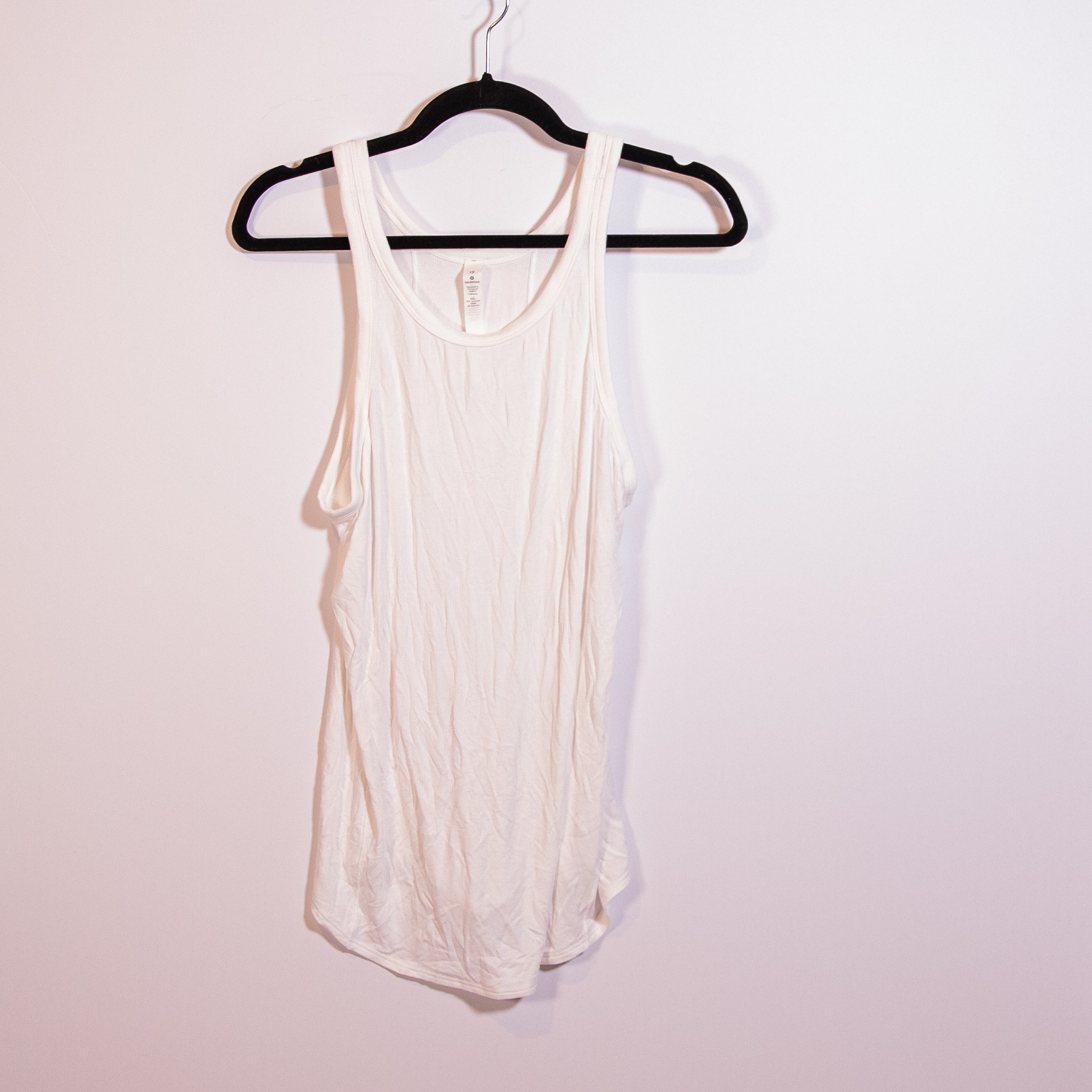 Lululemon Women's Modal Stretch Knit Ribbed Scoop Neck Sleeveless Tank Top White