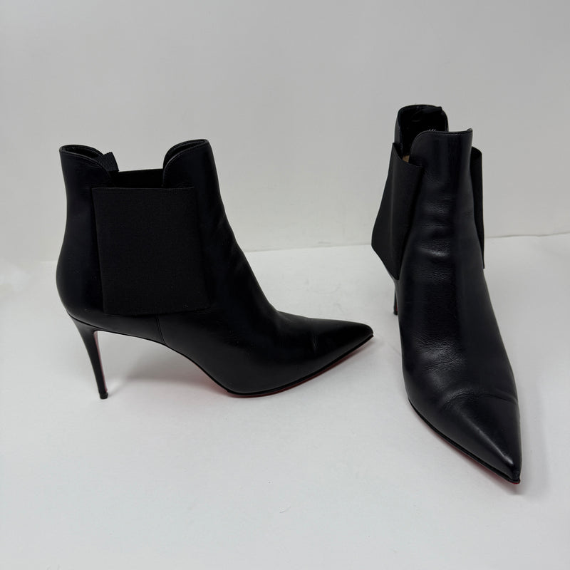 Christian Louboutin Carnababy 85 Calf GG Leather Ankle Booties Boots Shoes Black