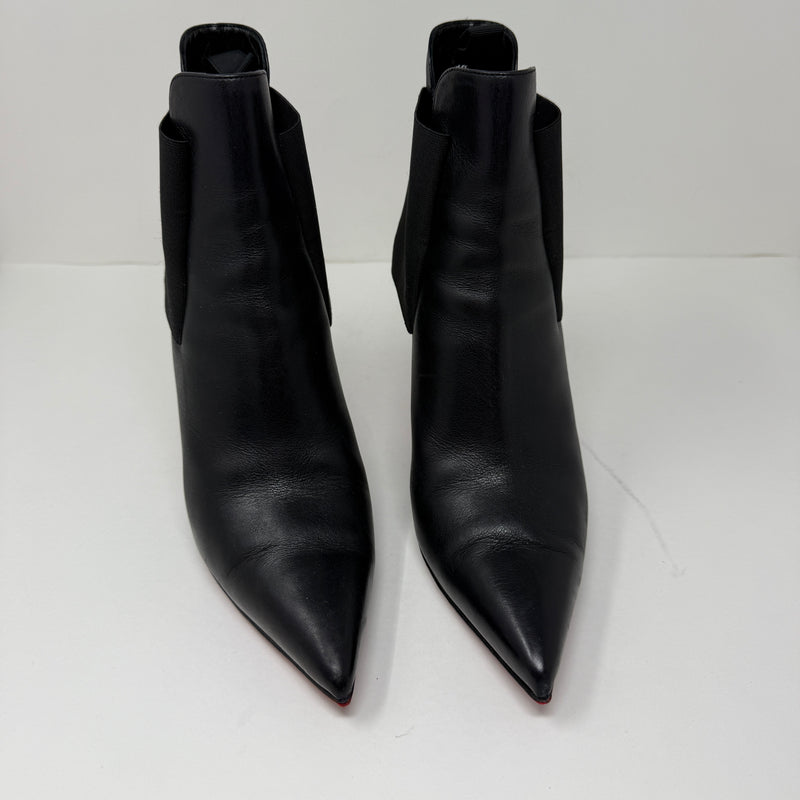 Christian Louboutin Carnababy 85 Calf GG Leather Ankle Booties Boots Shoes Black