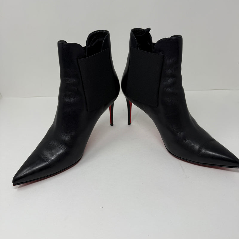 Christian Louboutin Carnababy 85 Calf GG Leather Ankle Booties Boots Shoes Black