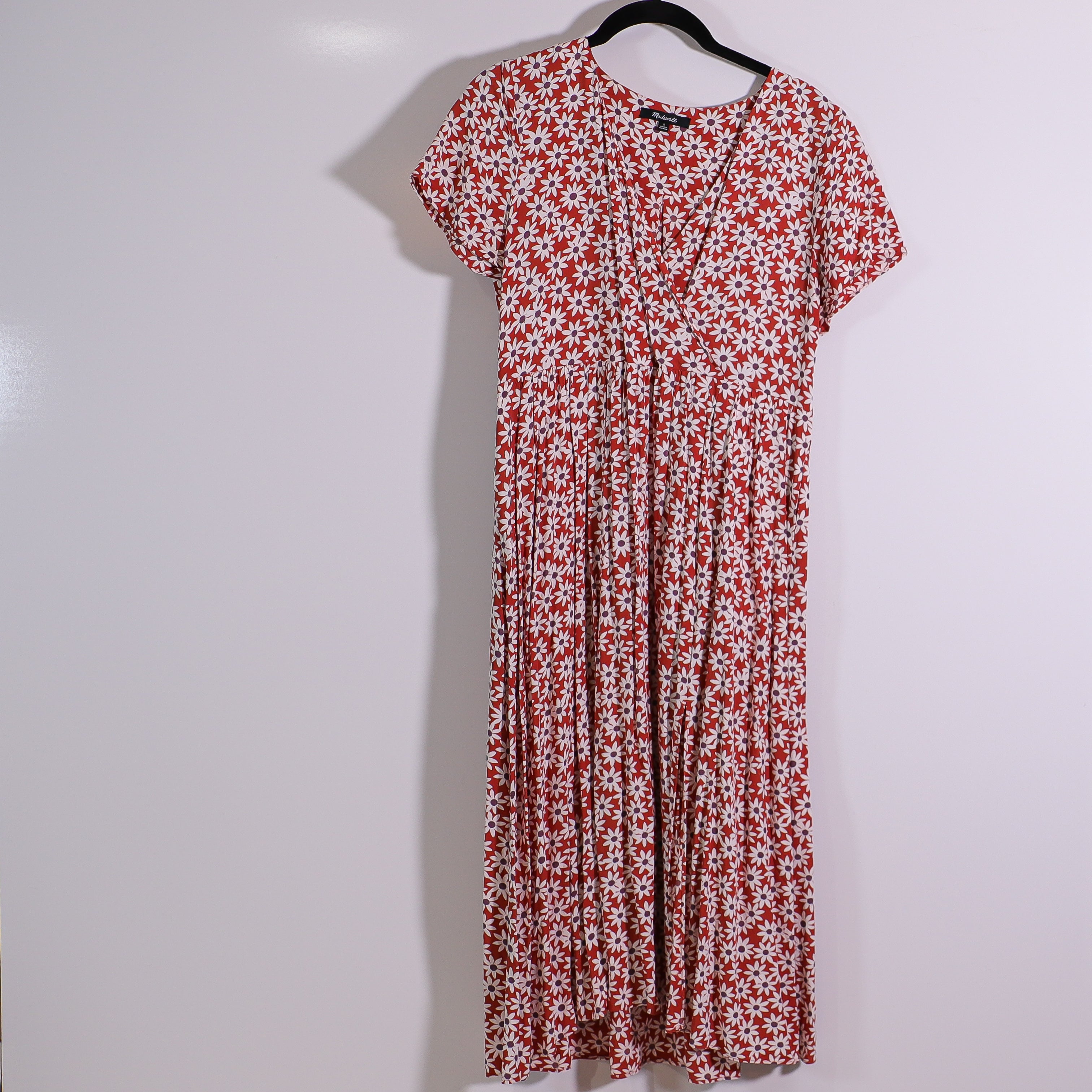 Madewell Women's Clara Midi Dress In Falling Daisies Russet Print Pattern S