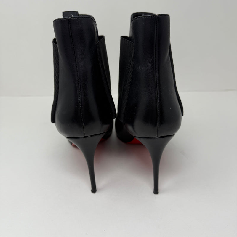 Christian Louboutin Carnababy 85 Calf GG Leather Ankle Booties Boots Shoes Black