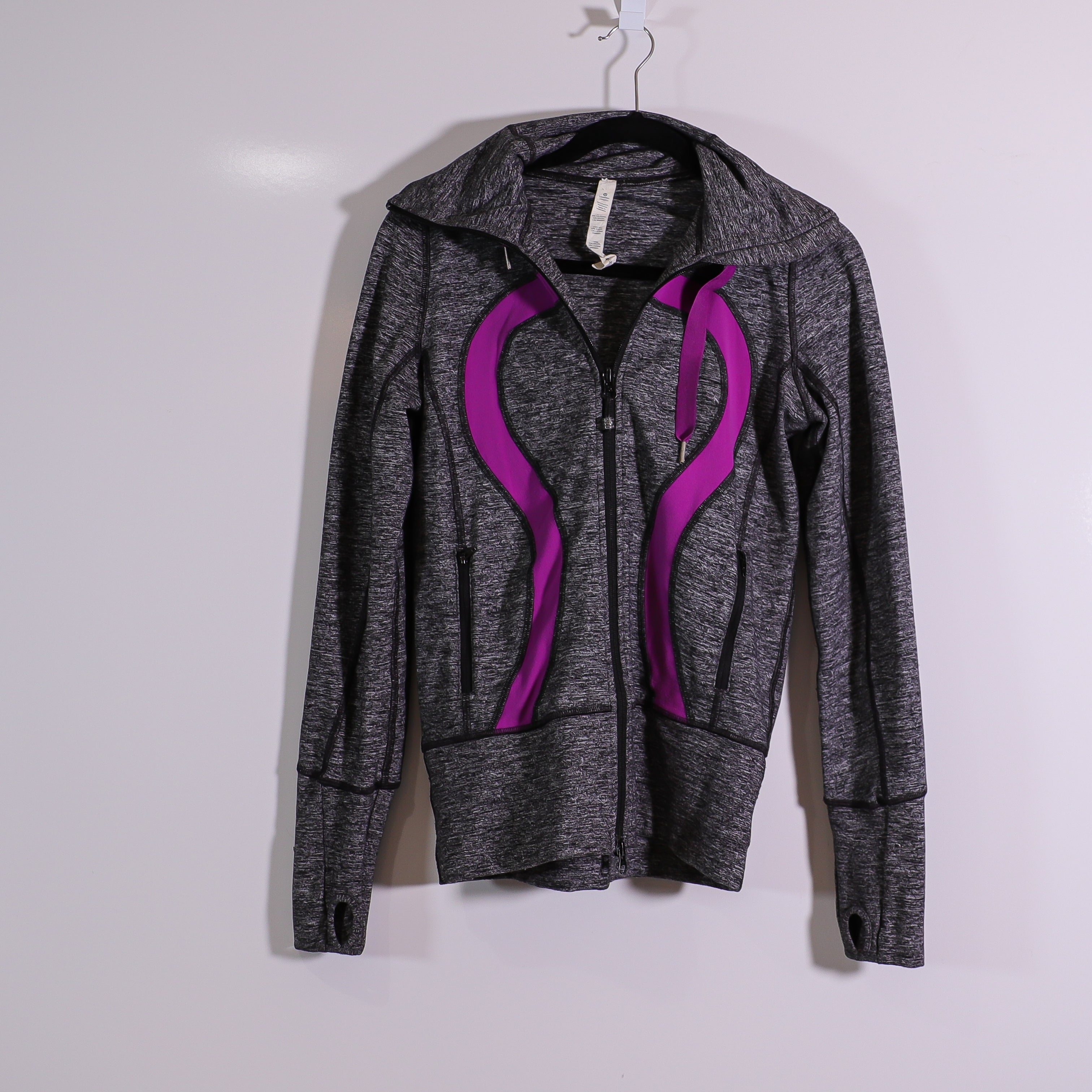 Lululemon Women's In Stride Full Zip Hooded Athletic Work Out Jacket Gray Purple