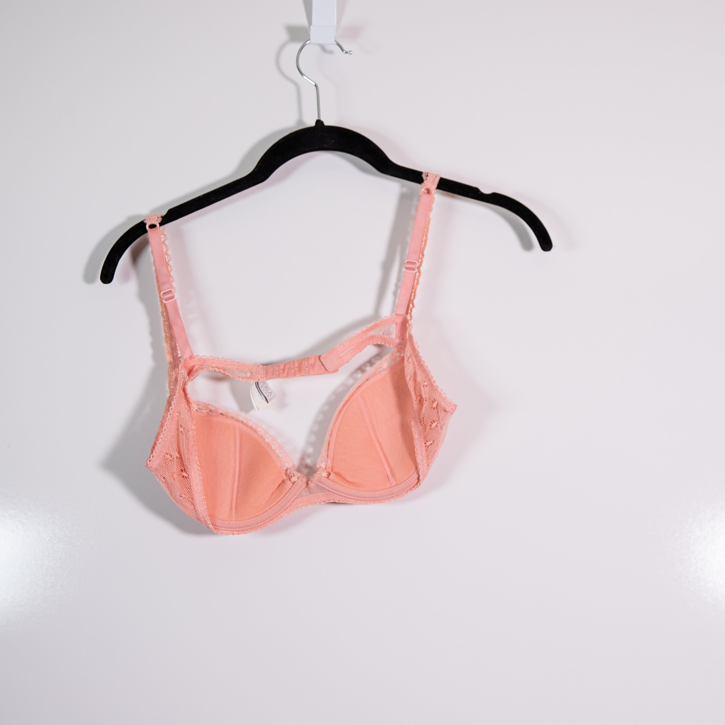 La Perla Made In Italy Lace Underwire Cup Lounge Intimates Bra Peach Pink 34A