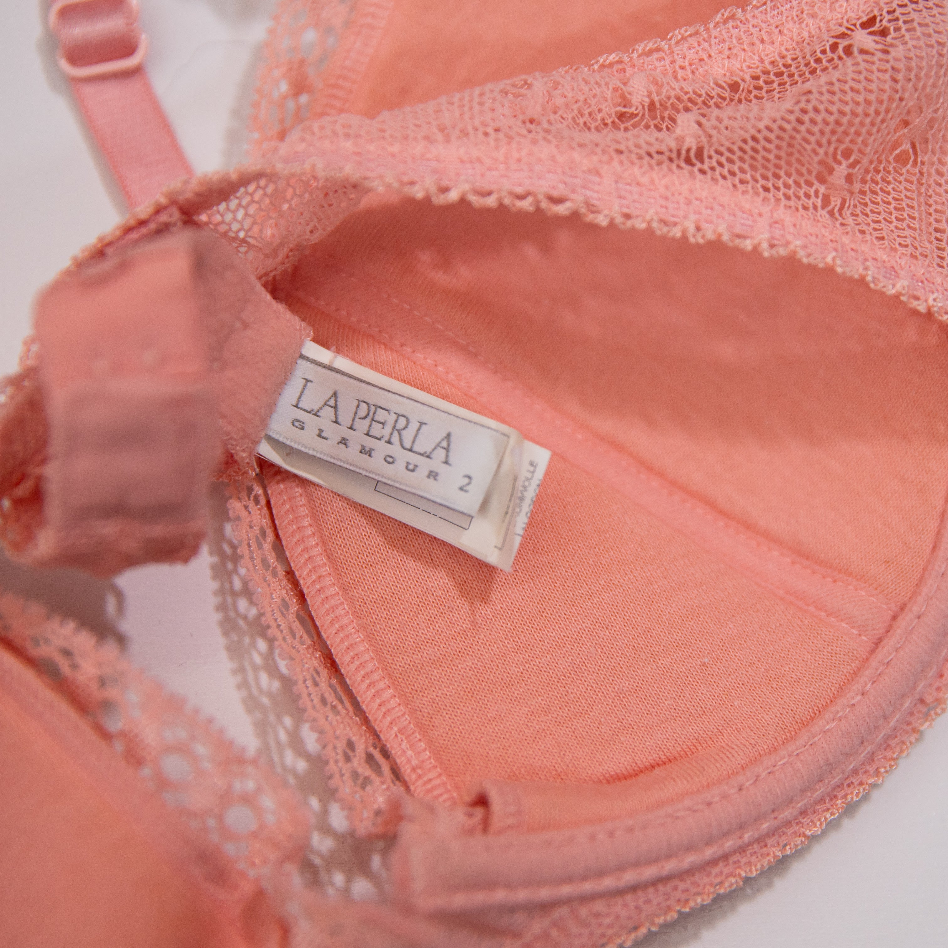 La Perla Made In Italy Lace Underwire Cup Lounge Intimates Bra Peach Pink 34A