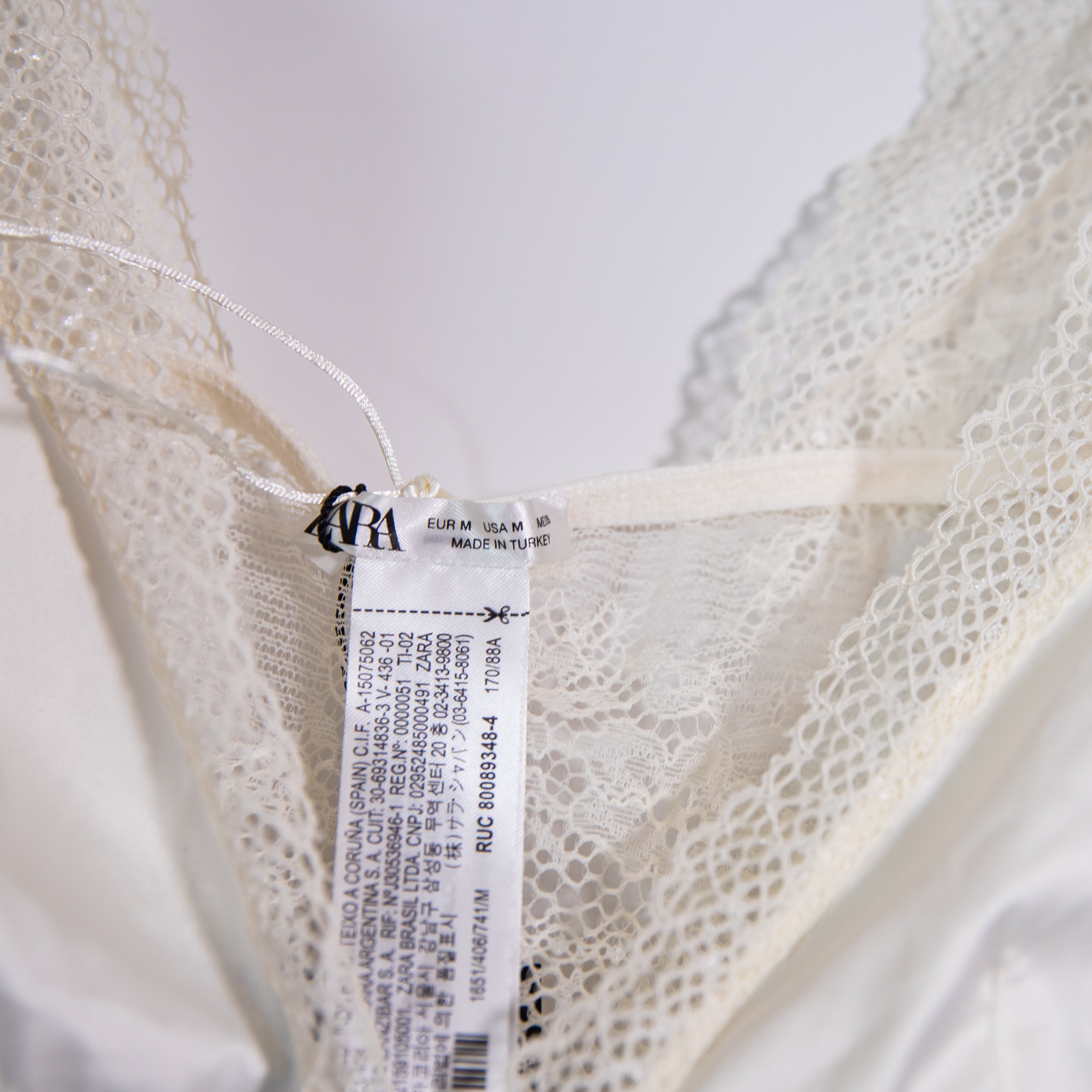 NEW Zara Lingerie Allover Delicate Lace Mesh Triangle Lounge Bra Ivory Medium