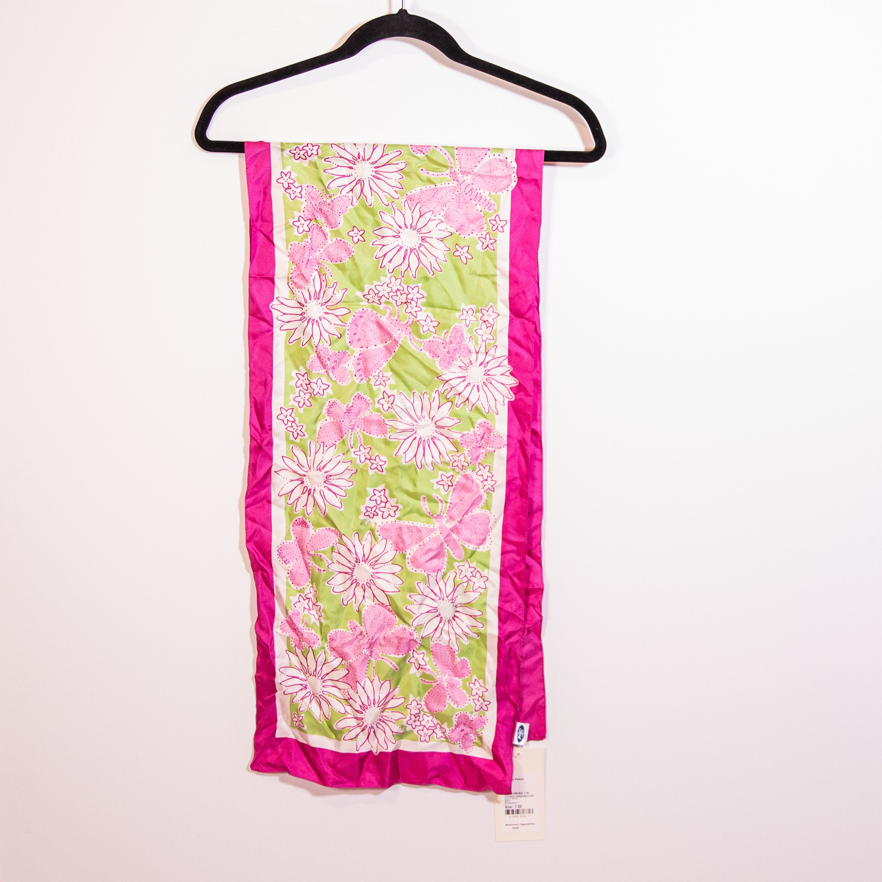 NEW Lilly Pulitzer Ford Susan Komen Silk Satin White Pink Green Pineapple Scarf