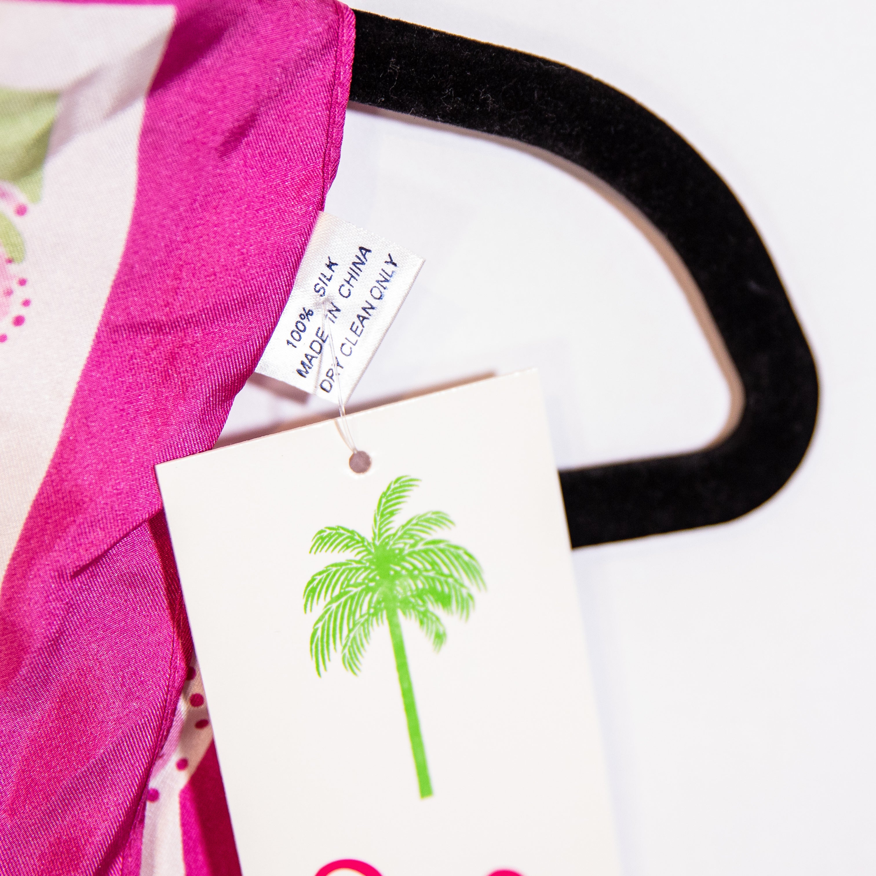 NEW Lilly Pulitzer Ford Susan Komen Silk Satin White Pink Green Pineapple Scarf