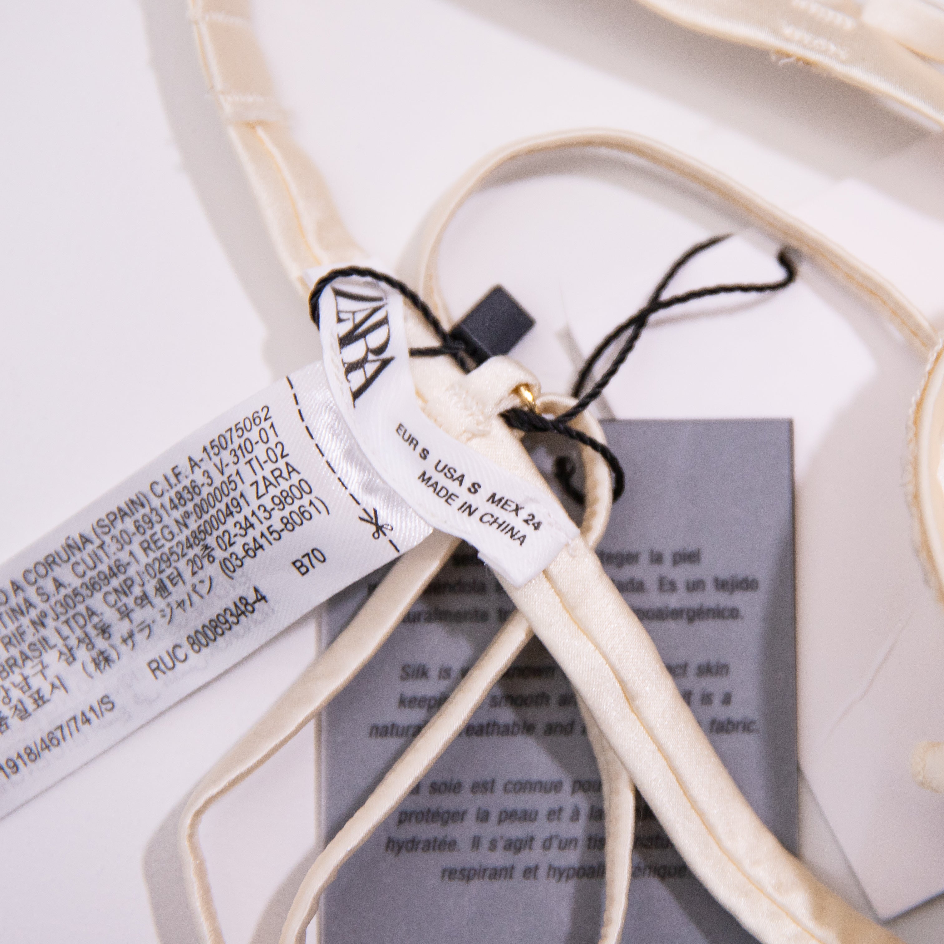 NEW Zara Lingerie Silk Satin Ruffle Flirty Triangle Bralette Intimates Bra S