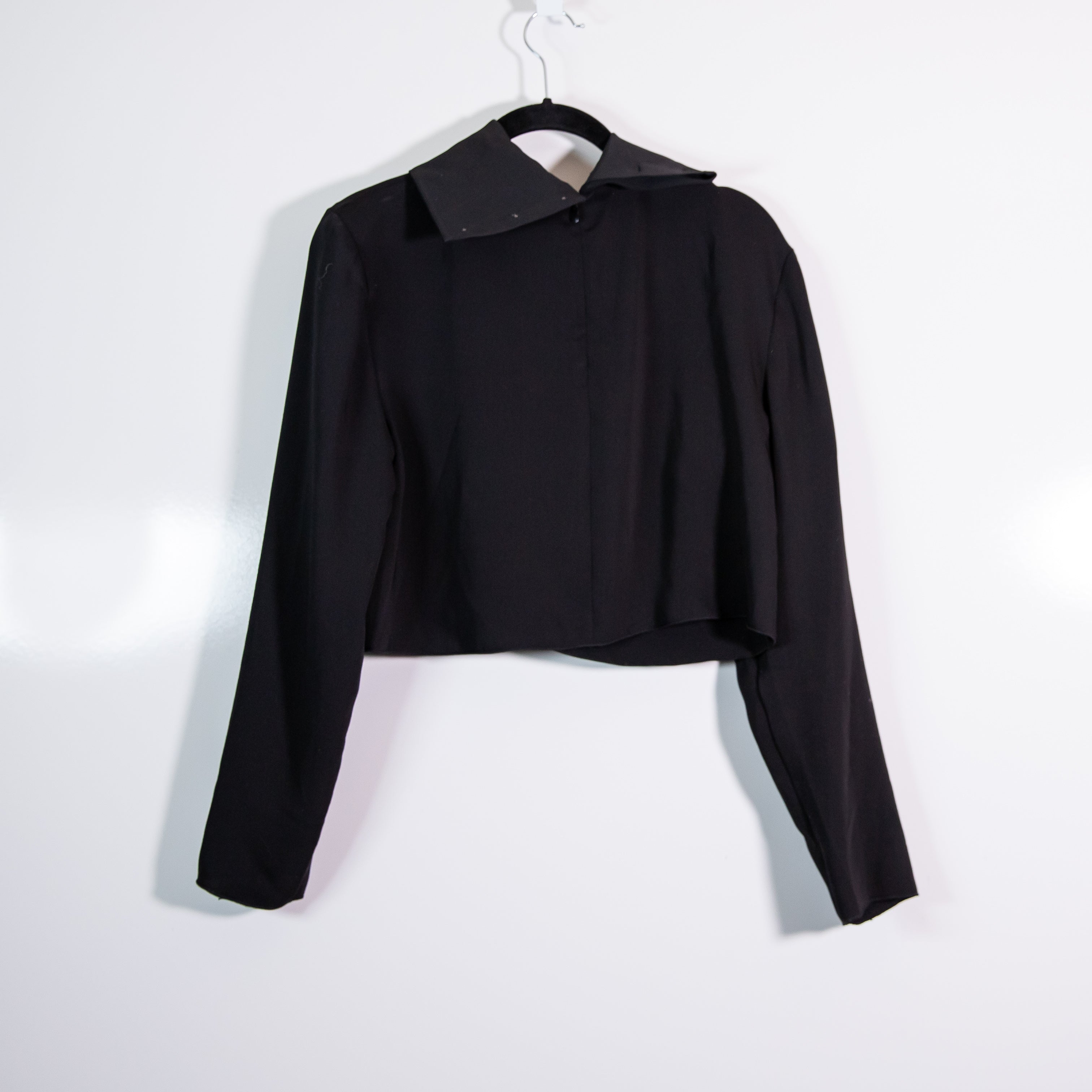 Babaton Aritzia Turtleneck Cropped Boxy Cut Long Sleeve Blouse Shirt Top Black S