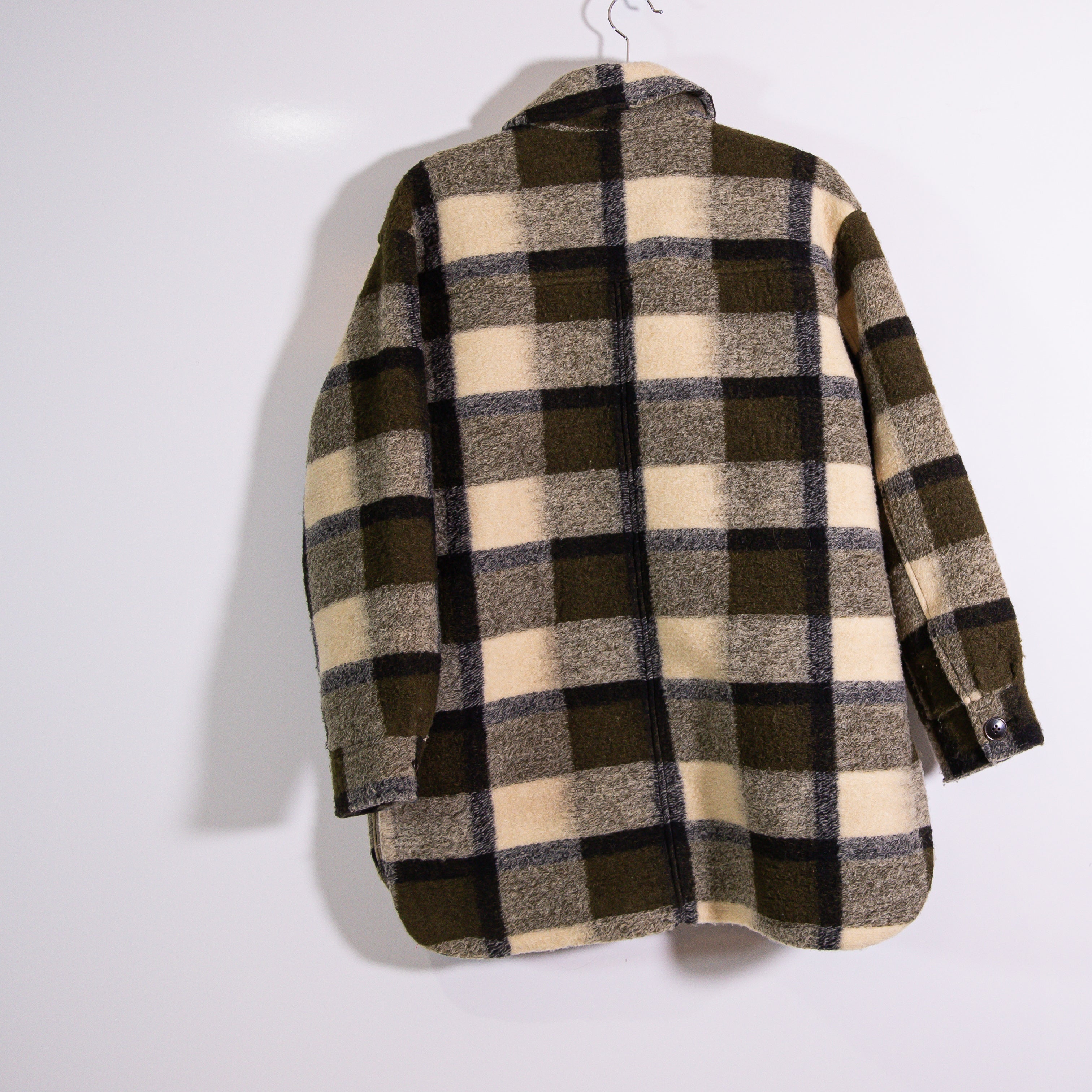 Madewell Belrose Wool Blend Shirt Jacket Shacket Button Front Collar Maran Plaid