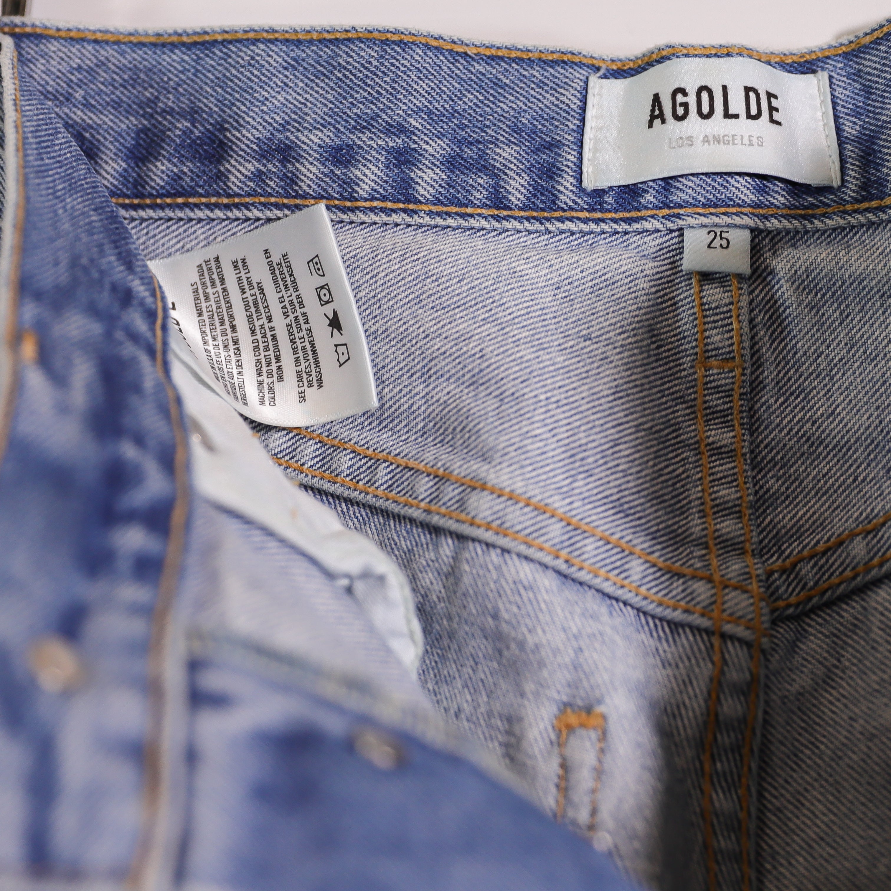 Agolde Women's 90's Cotton Mid Rise Straight Leg Distressed Denim Jeans 25