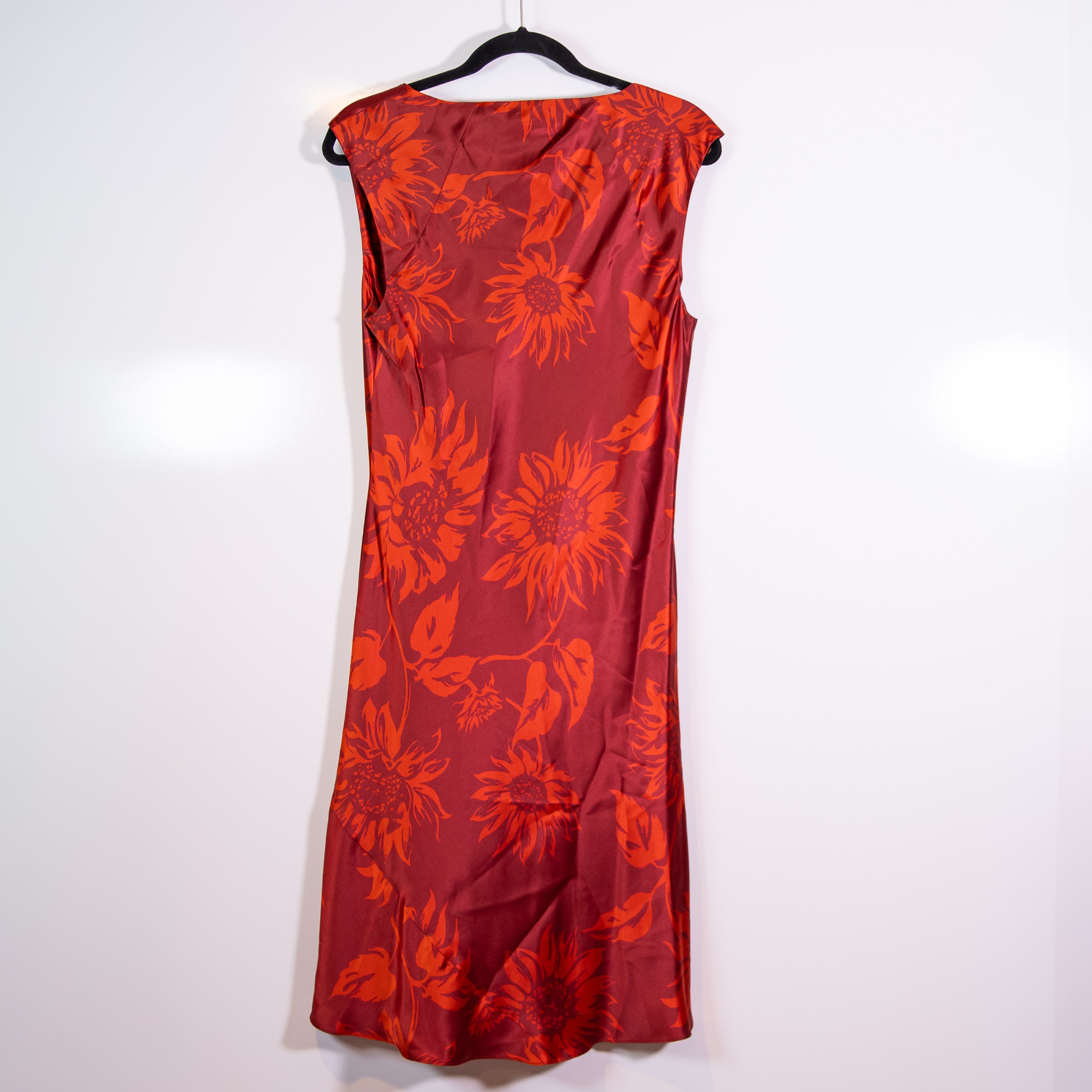 Reformation Hendrix Silk Satin Square Neck Short Sleeve Floral Flower Midi Dress