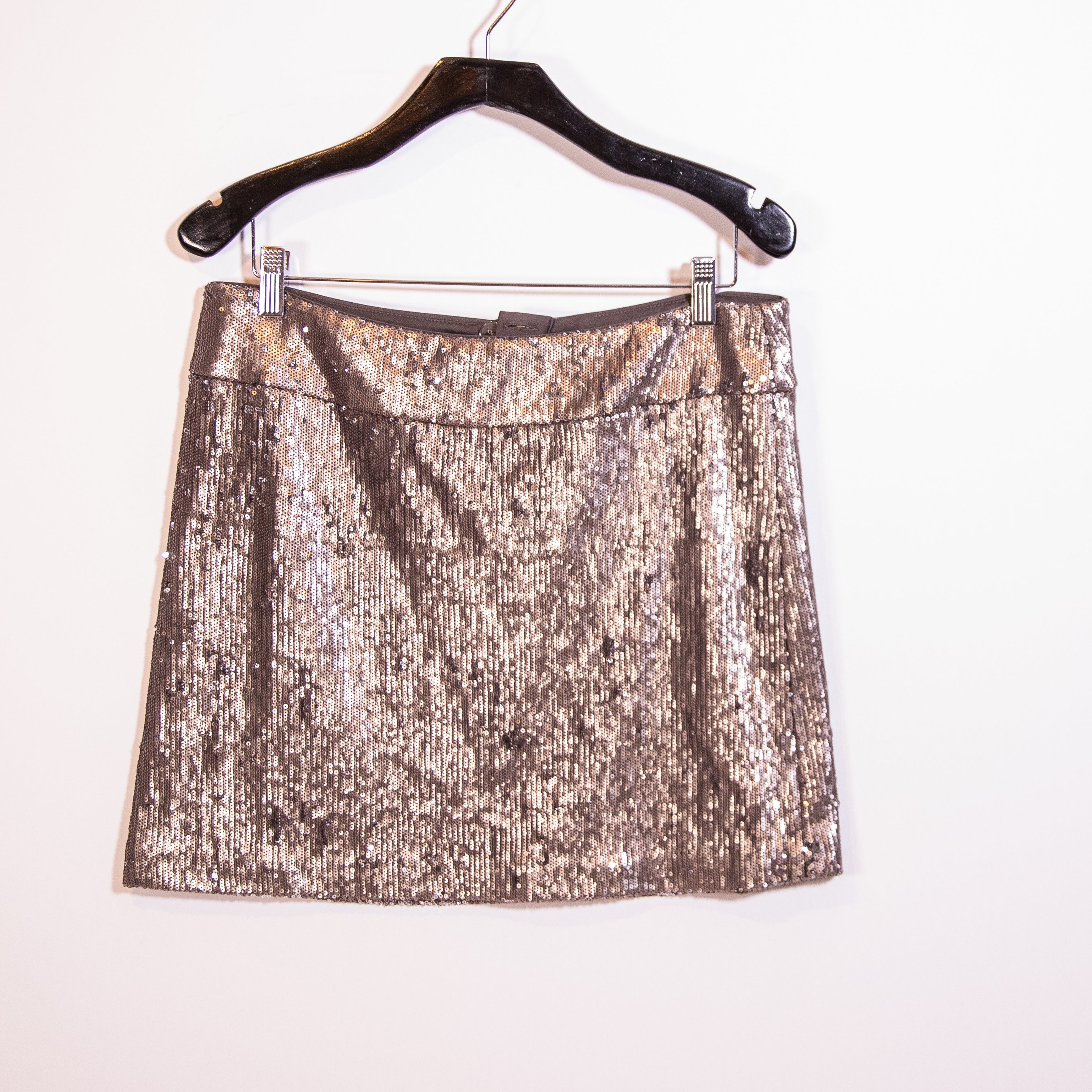 Halston Heritage Silver Sequin Sparkle Embellished Mini Party Cocktail Skirt 8