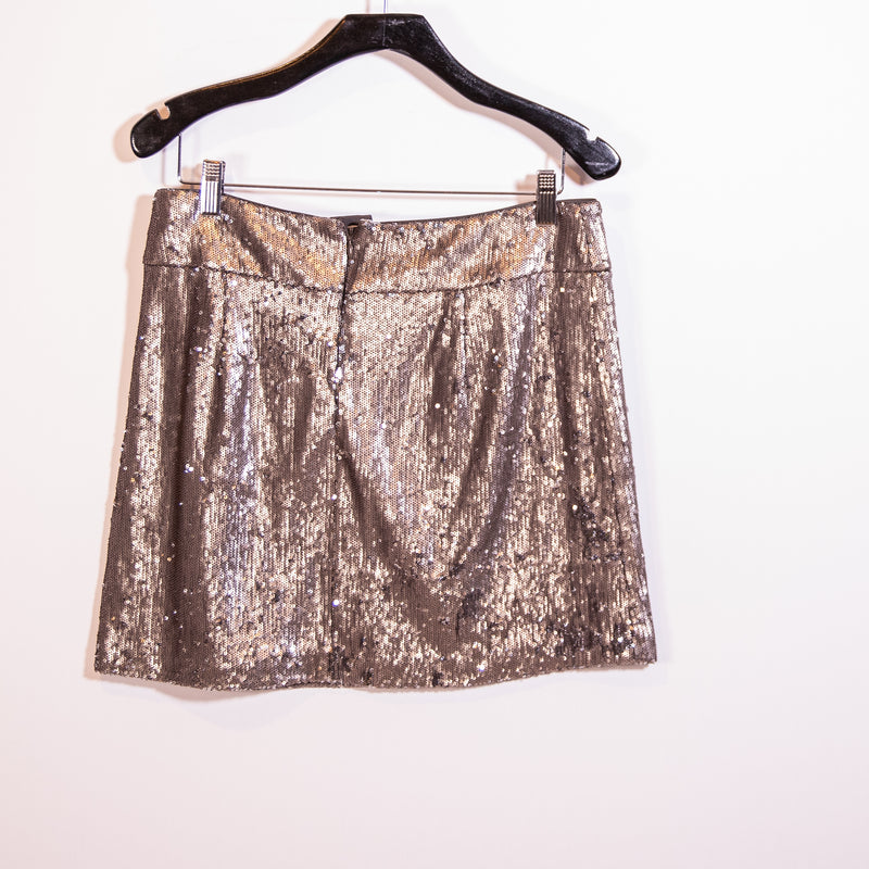 Halston Heritage Silver Sequin Sparkle Embellished Mini Party Cocktail Skirt 8