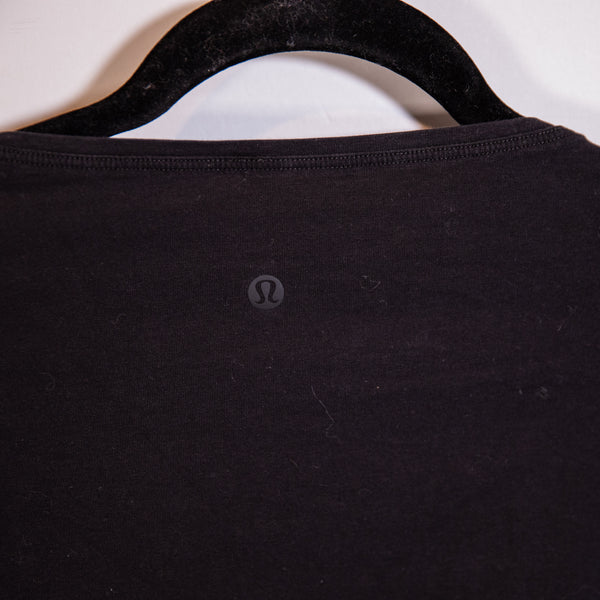 Lululemon Back in Action Long Sleeve Cotton Tee Shirt Solid Black 8