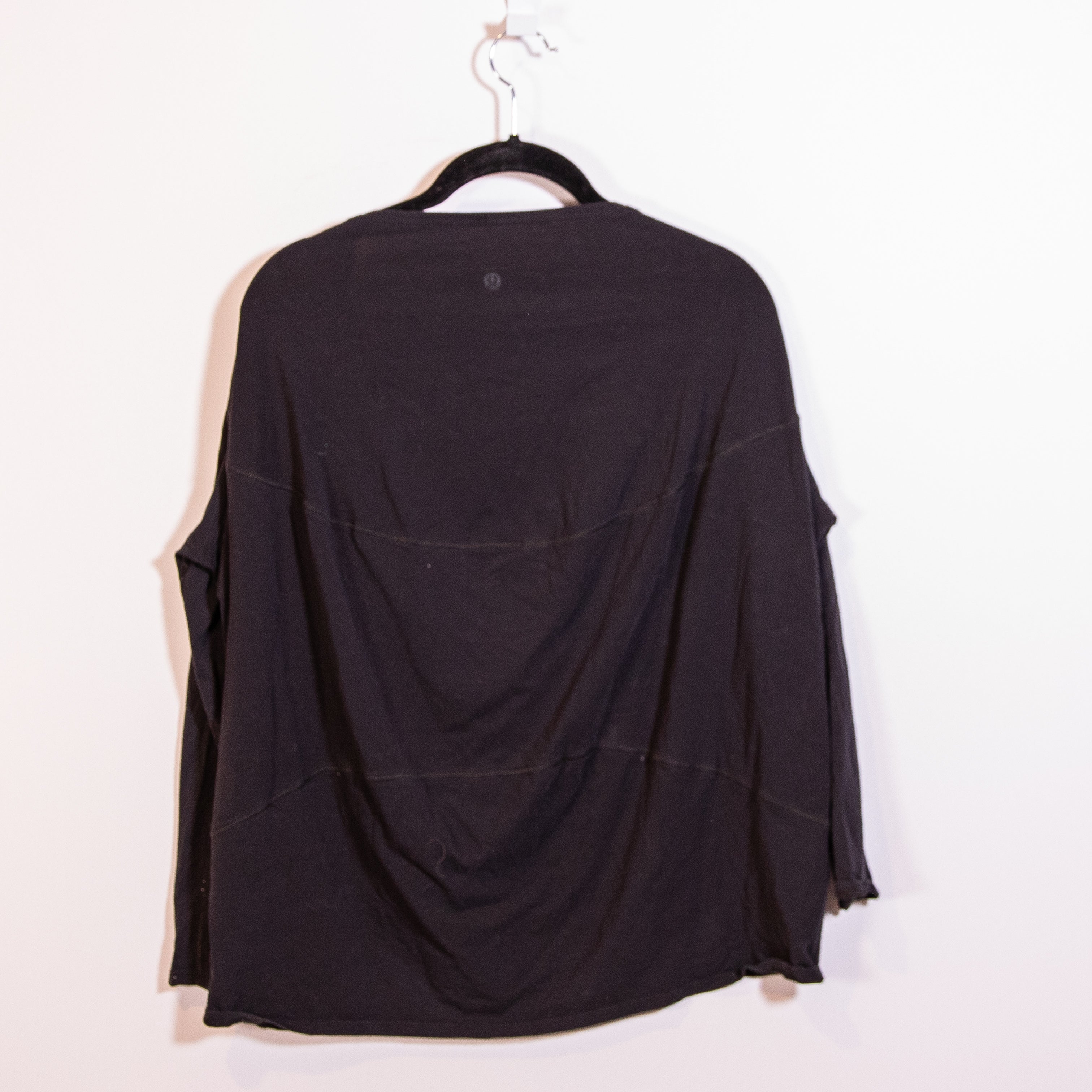 Lululemon Back in Action Long Sleeve Cotton Tee Shirt Solid Black 8