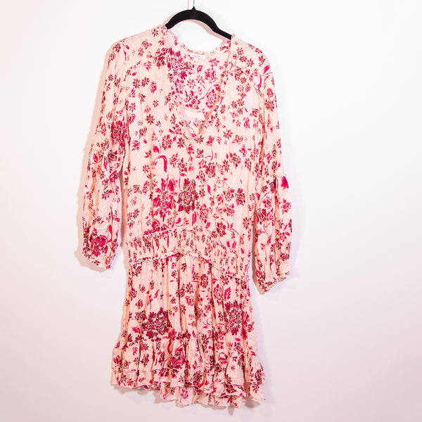 Poupette St Barth Ilona Mini Dress Pink Grasse Floral Flower Print Pattern M