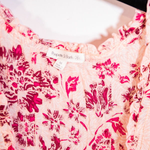 Poupette St Barth Ilona Mini Dress Pink Grasse Floral Flower Print Pattern M