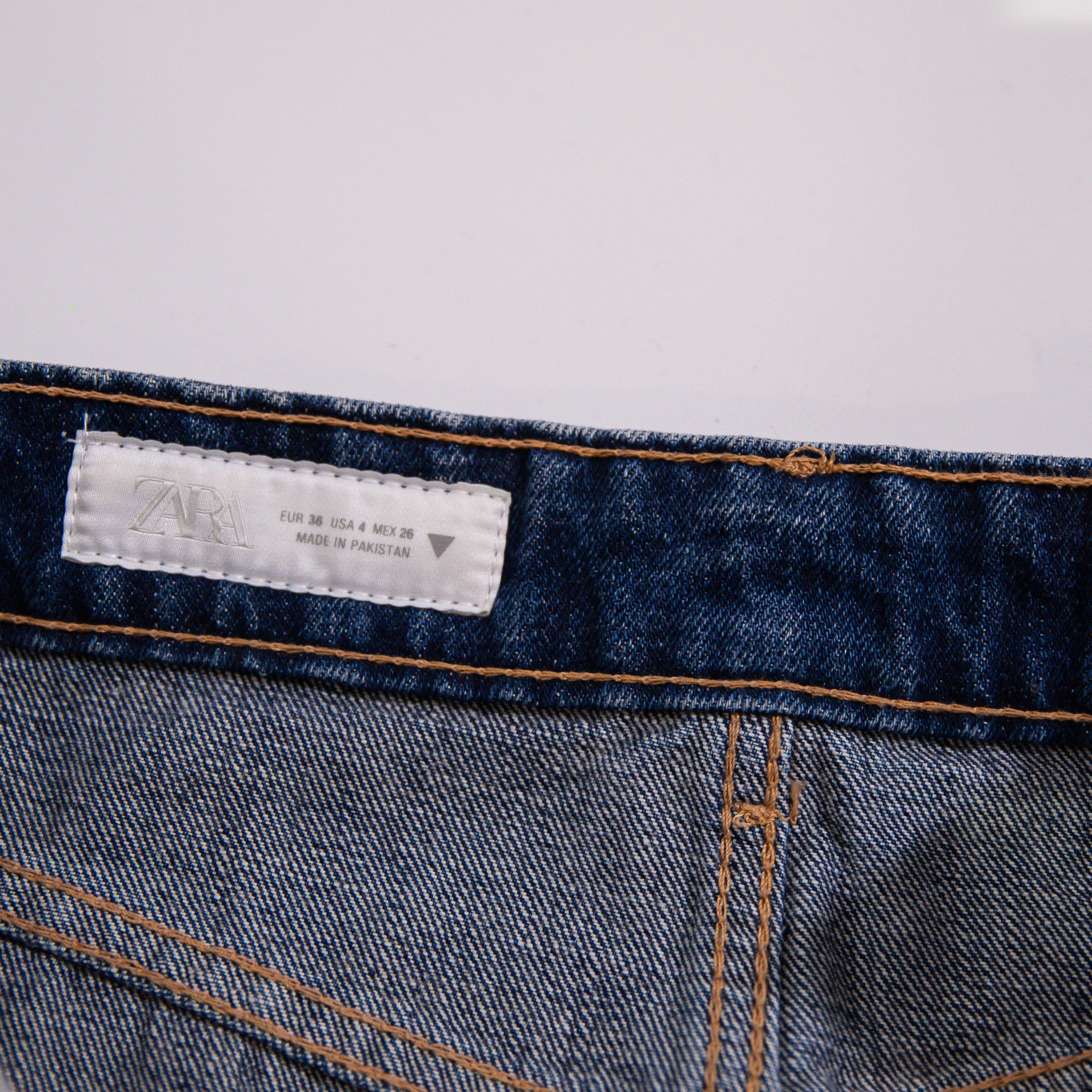 NEW Zara Cotton Mid Rise Mini A Line Denim Jean Shorts Blue 4