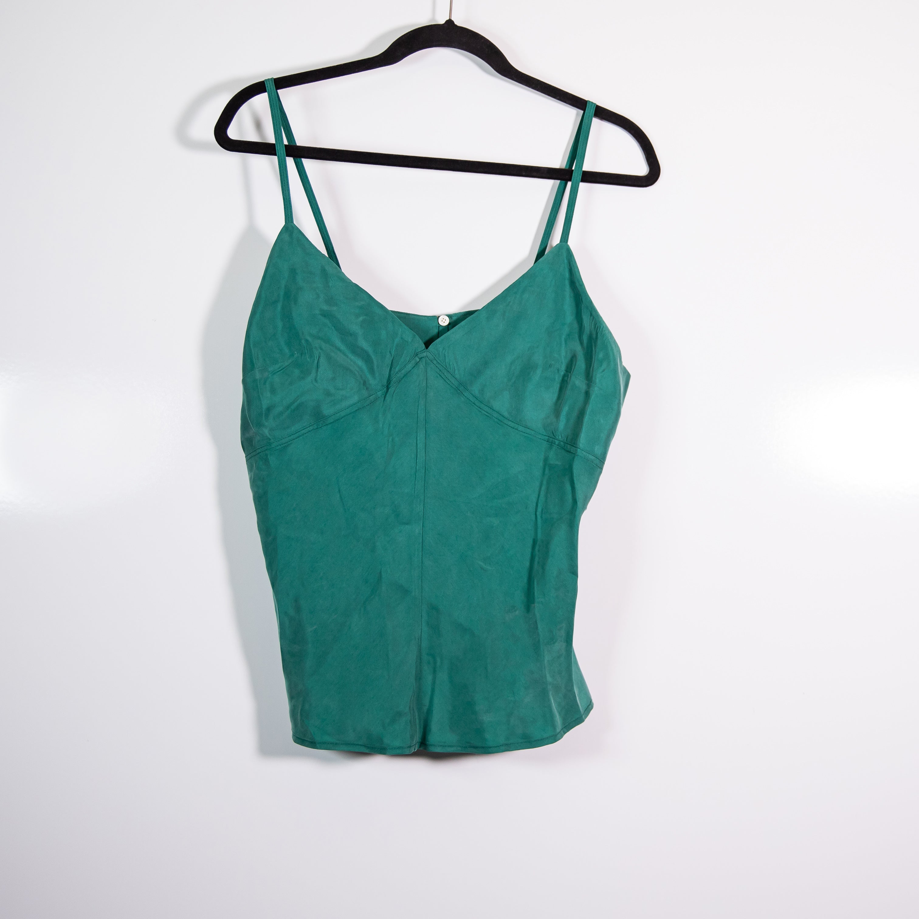 Alex Mill Cupro Microfiber Triangle Bralette Sleeveless Camisole Tank Top Green