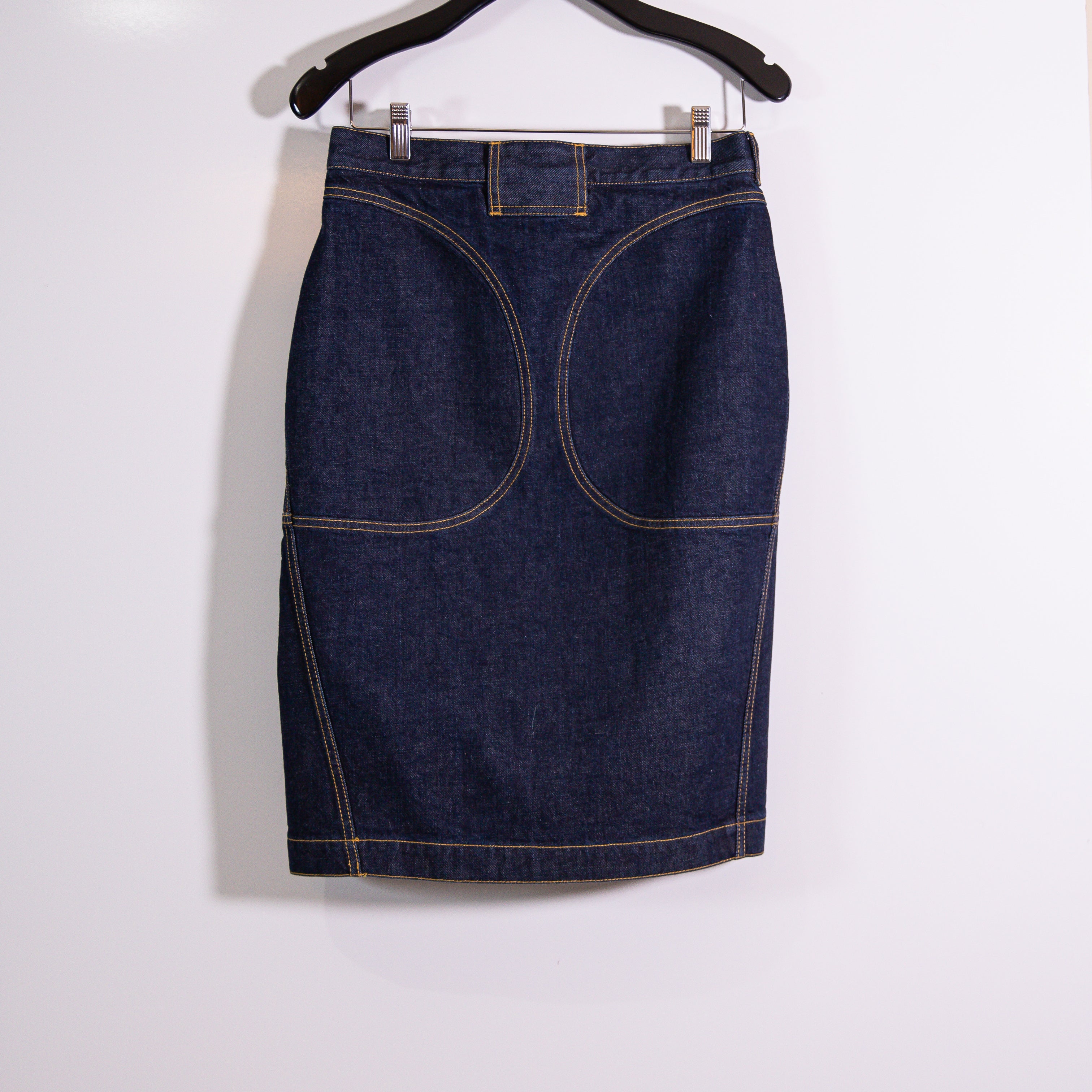 Alaia Cotton High Waist Straight Pencil Denim Jean Skirt Bleu 40 / Small