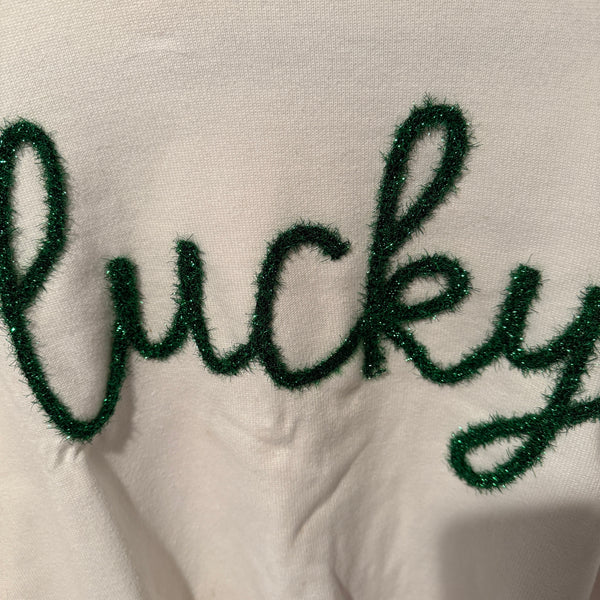 Queen Of Sparkles Lucky Charm Rainbow St. Patricks Day Metallic Sparkle Sweater
