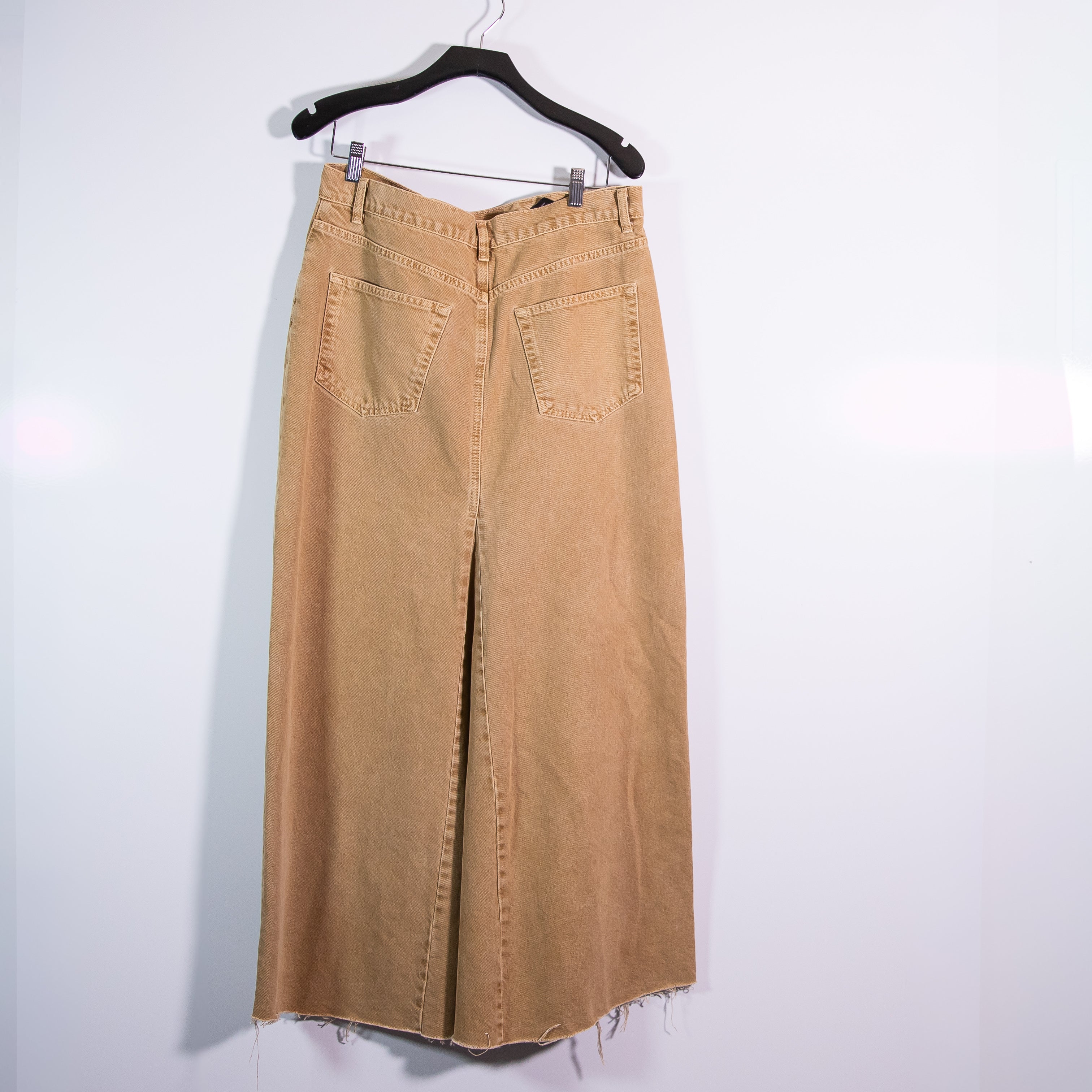 Reformation Tazz Cotton Straight Line High Slit Denim Jean Maxi Skirt Beige 30&nbsp;