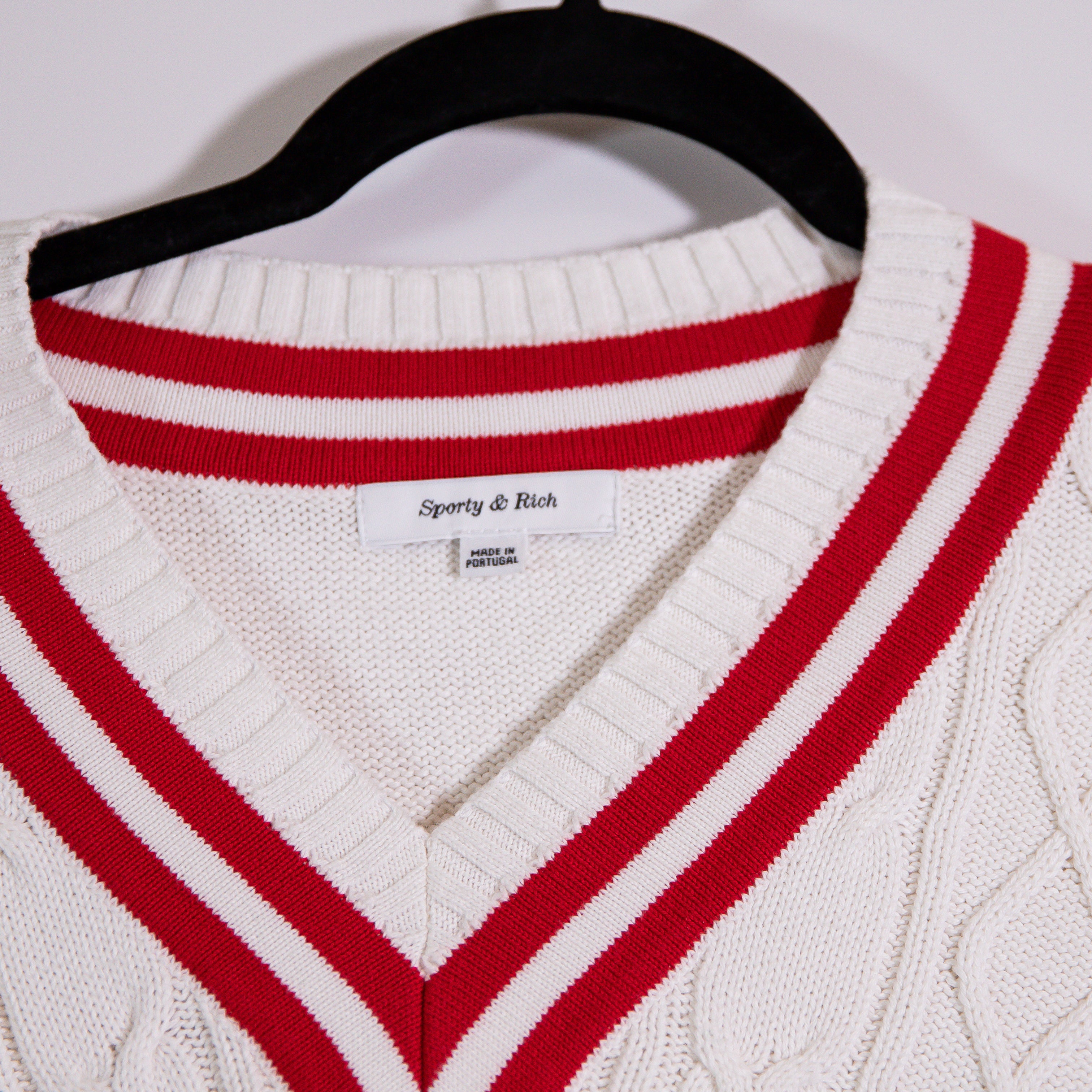 Sporty &amp; Rich SRC Cotton Cable Knit Sleeveless V Neck Pullover Sweater Vest XS