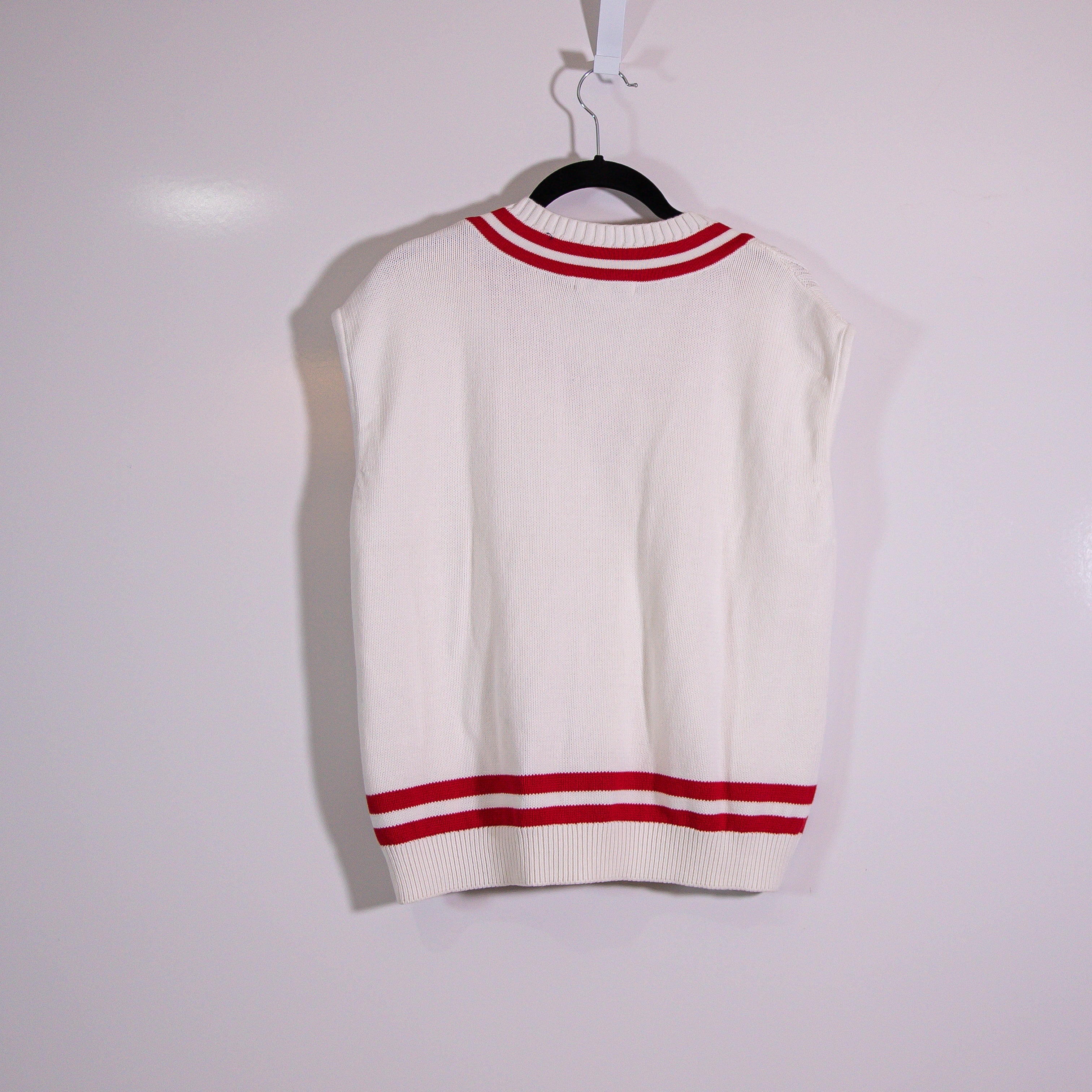 Sporty &amp; Rich SRC Cotton Cable Knit Sleeveless V Neck Pullover Sweater Vest XS