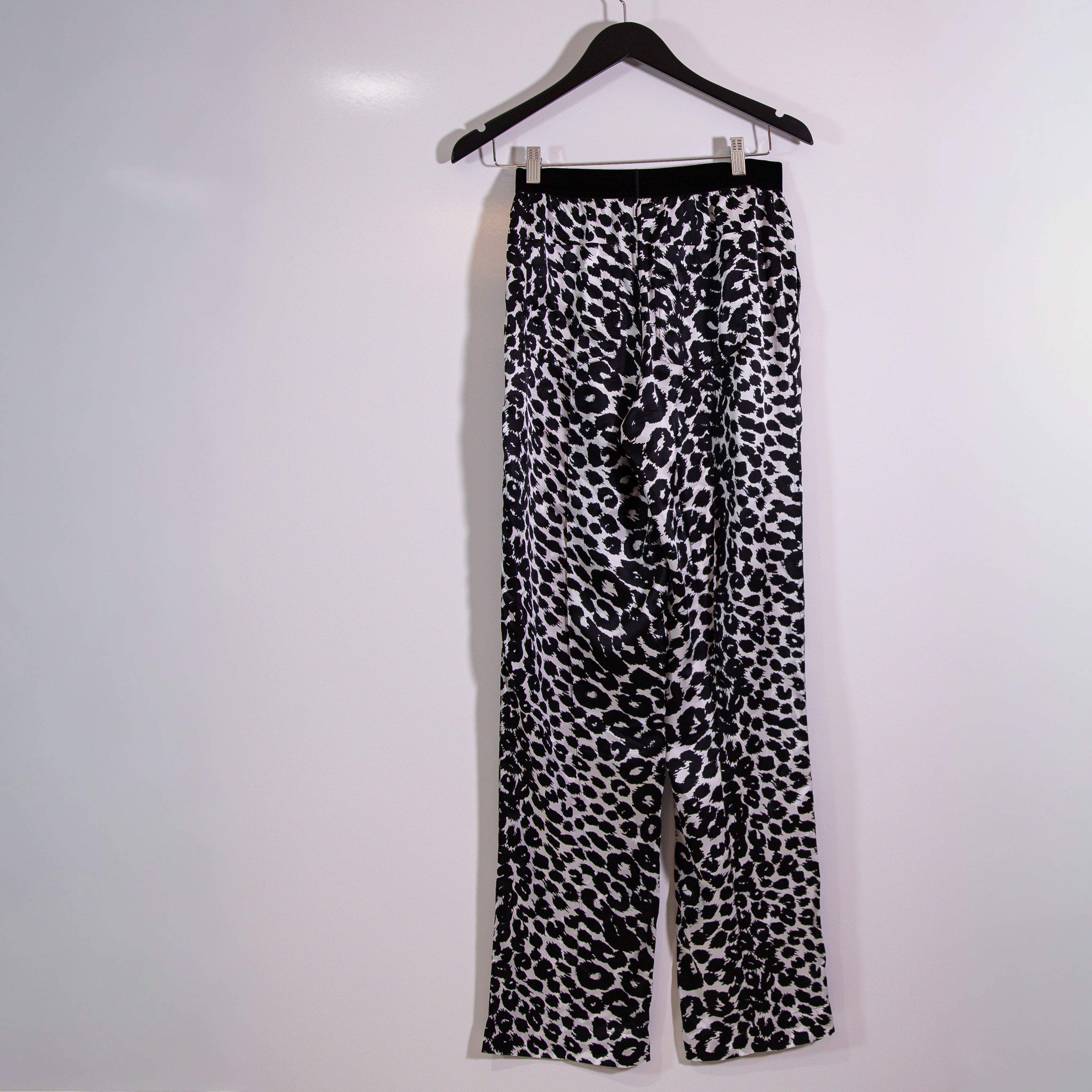 Tom Ford Silk Chiffon Satin Cheetah Leopard Animal Print Straight Leg Pants XS