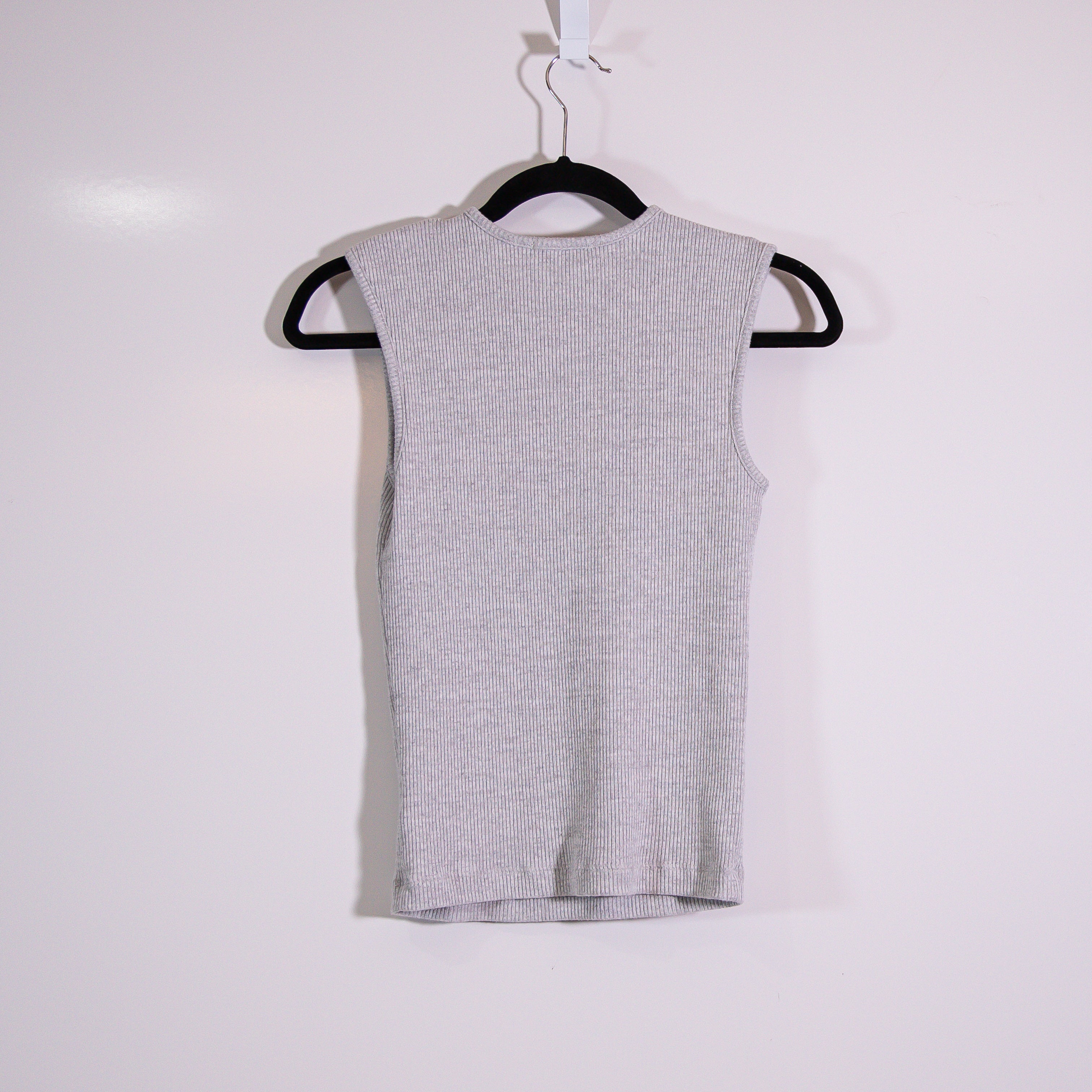 Agolde Women's Binx Crew Neck Sleeveless Ribbed Knit Tank Top Gray Small