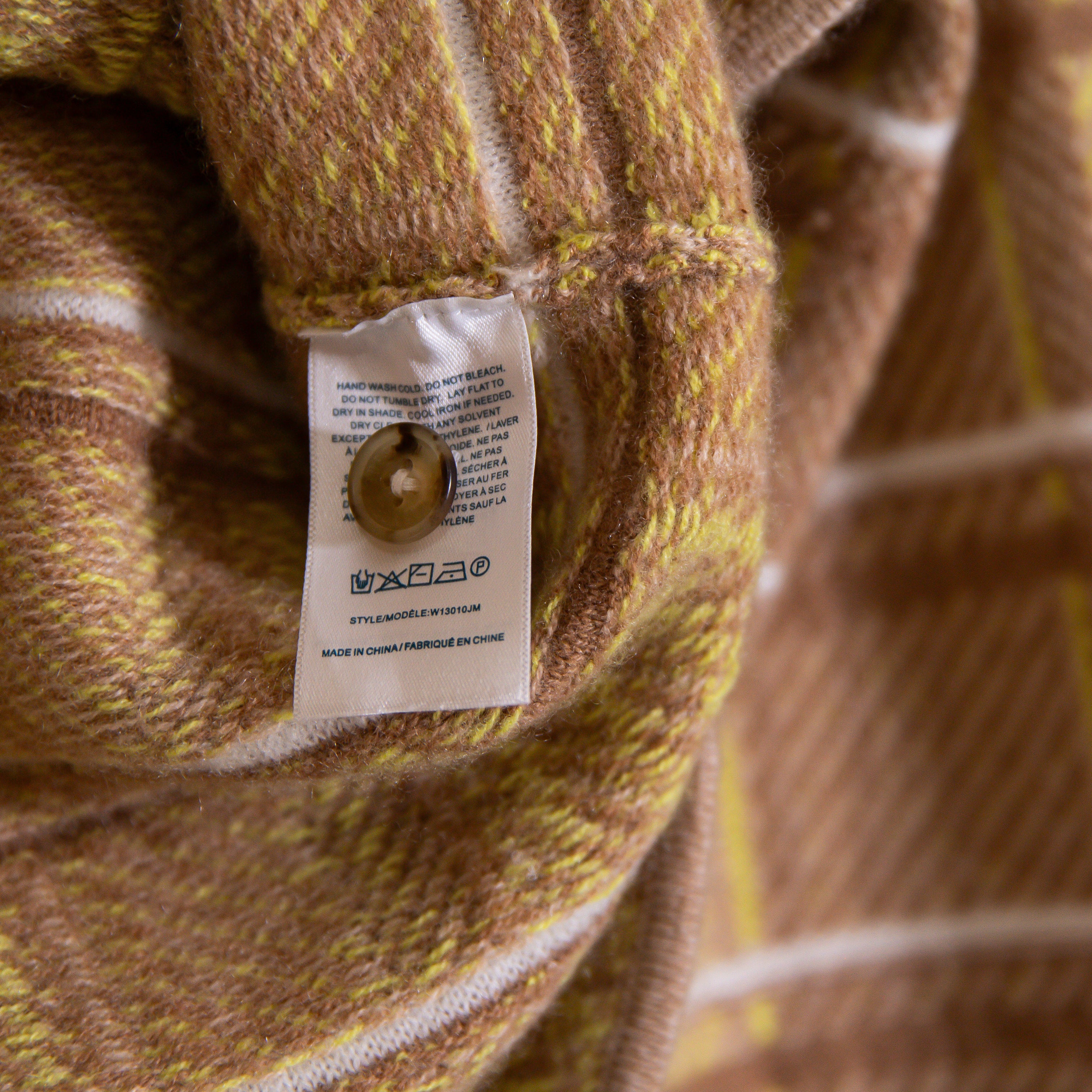 Guest In Residence Dylan 100% Cashmere Knit Collared Almond Combo Plaid Shirt XS