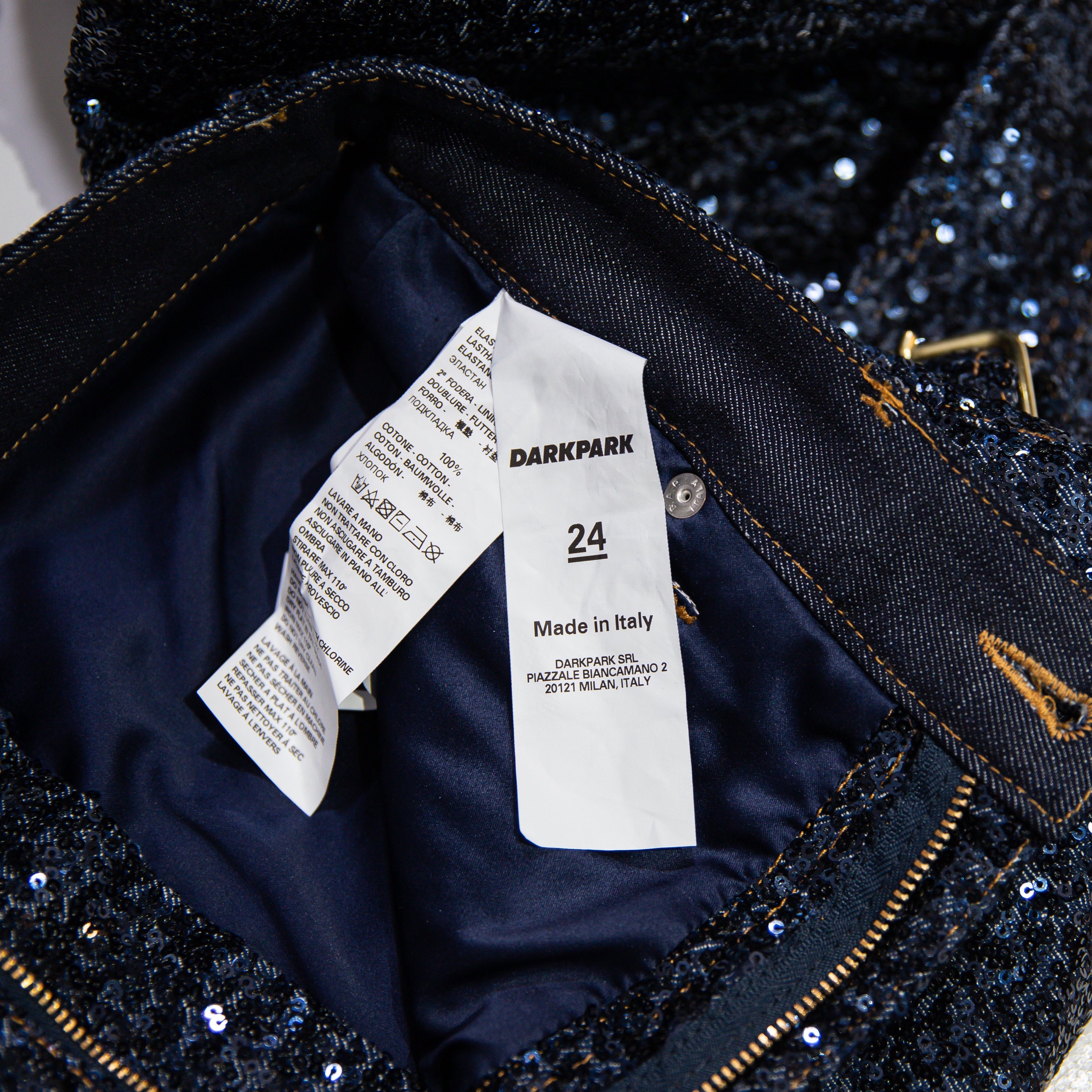 Darkpark Women's Sequin Sparkle Embellished Cotton Blend Straight Leg Jeans XS