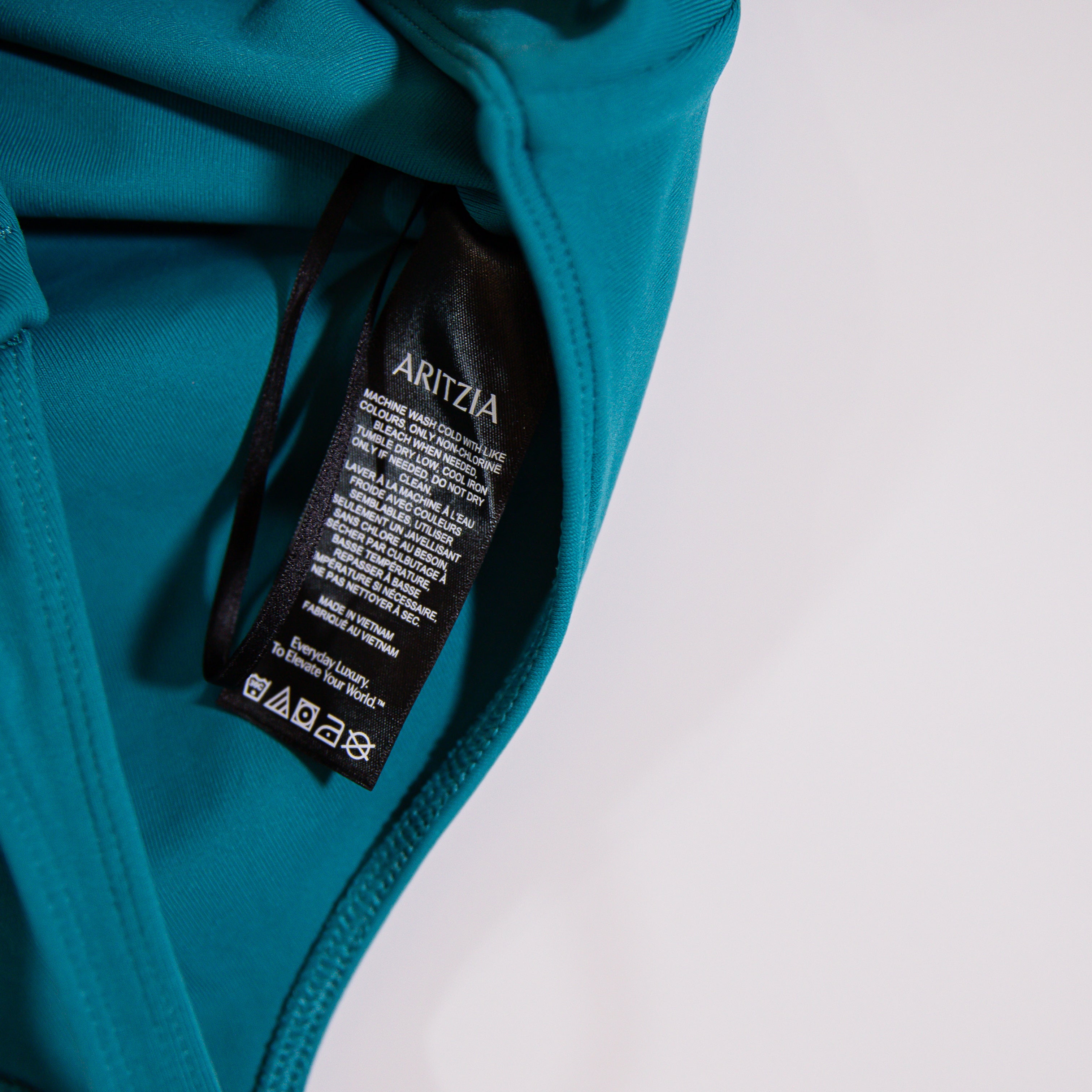 Aritzia Contour Squareneck Short Sleeve One Piece Bodysuit Teal Blue Small