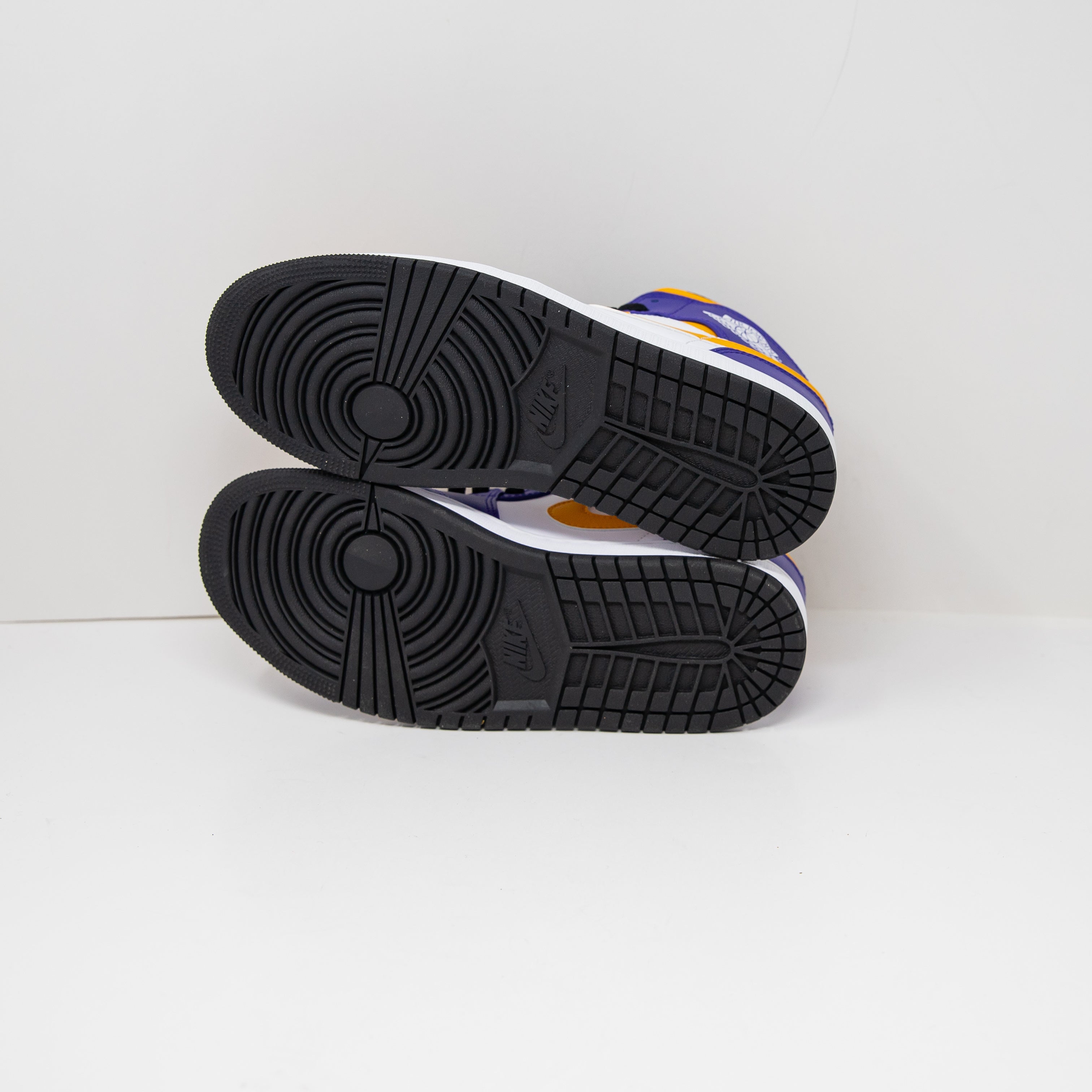 NEW Nike Air Jordan 1 Mid Top Leather Lakers Sneakers Shoes Dark Concord Taxi