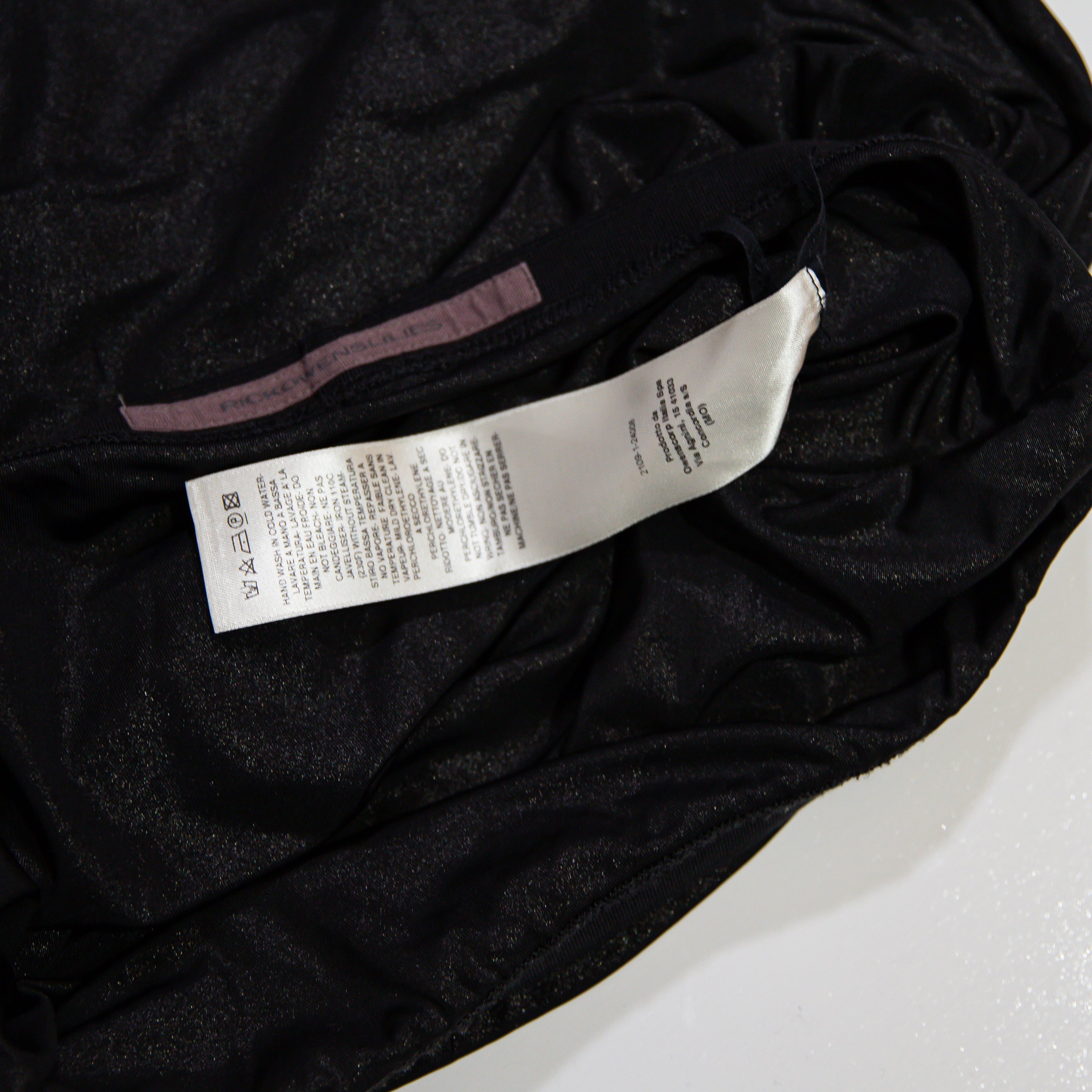 Rick Owens Lilies Draped Ruched Stretch Knit Black Metallic Mini Skirt 6